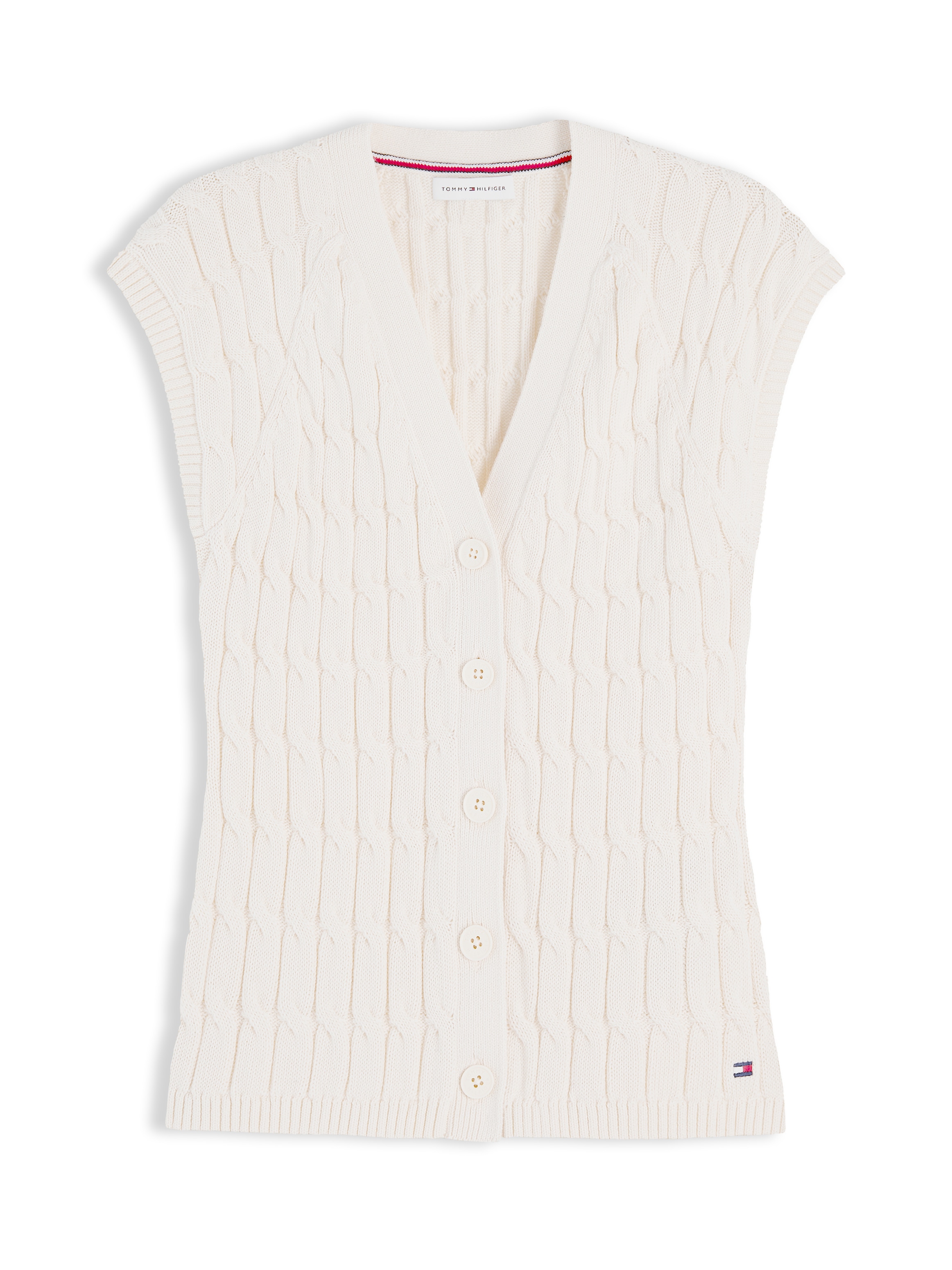 Tommy Hilfiger Gilet tricoté »MID GG CABLE VEST CARDI« Baumwolle, mit Zopfstrickmuster