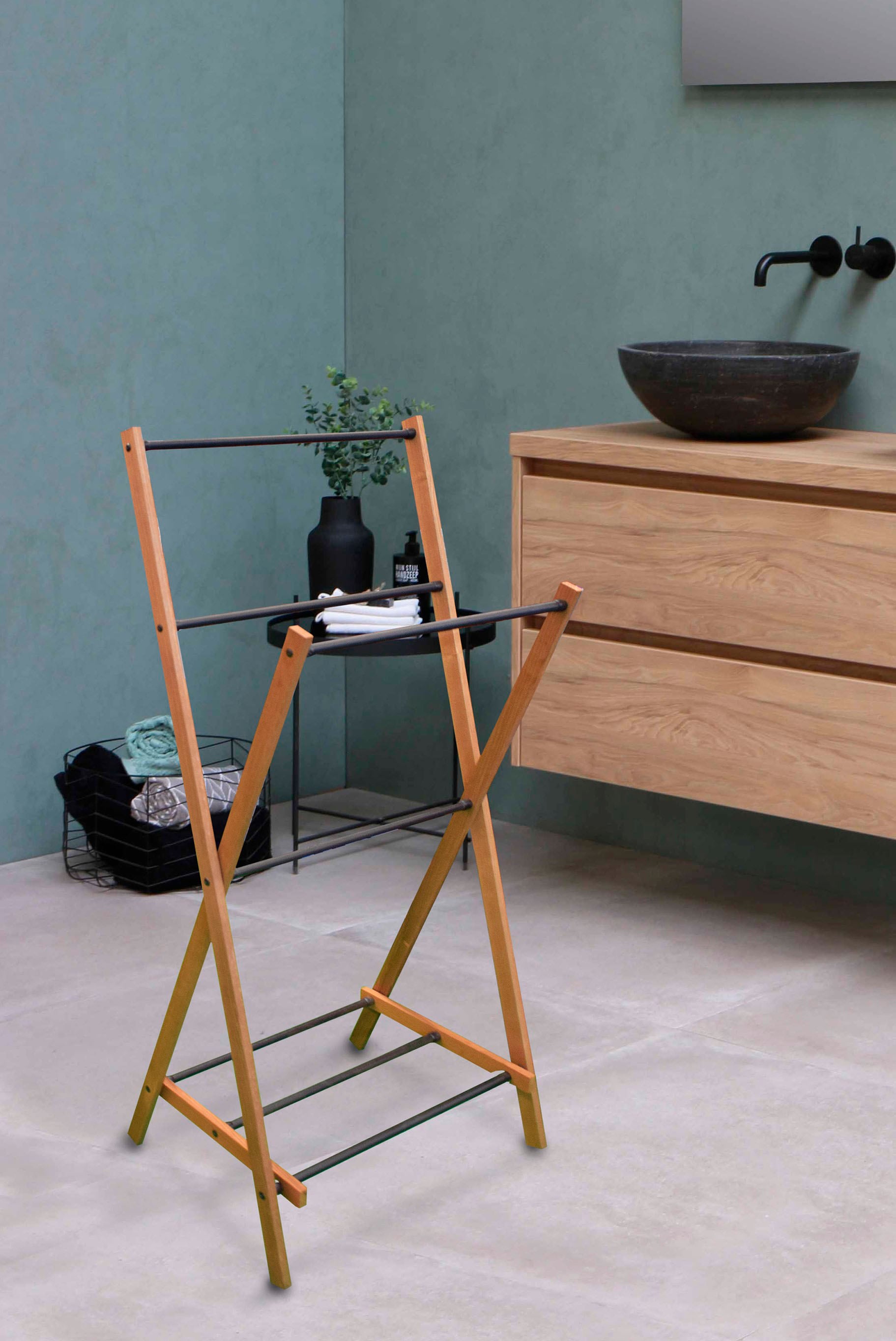 Bischof Wäscheständer »/Handtuchhalter« Metall/Eschenholz, 5 kg. Belastbarkeit