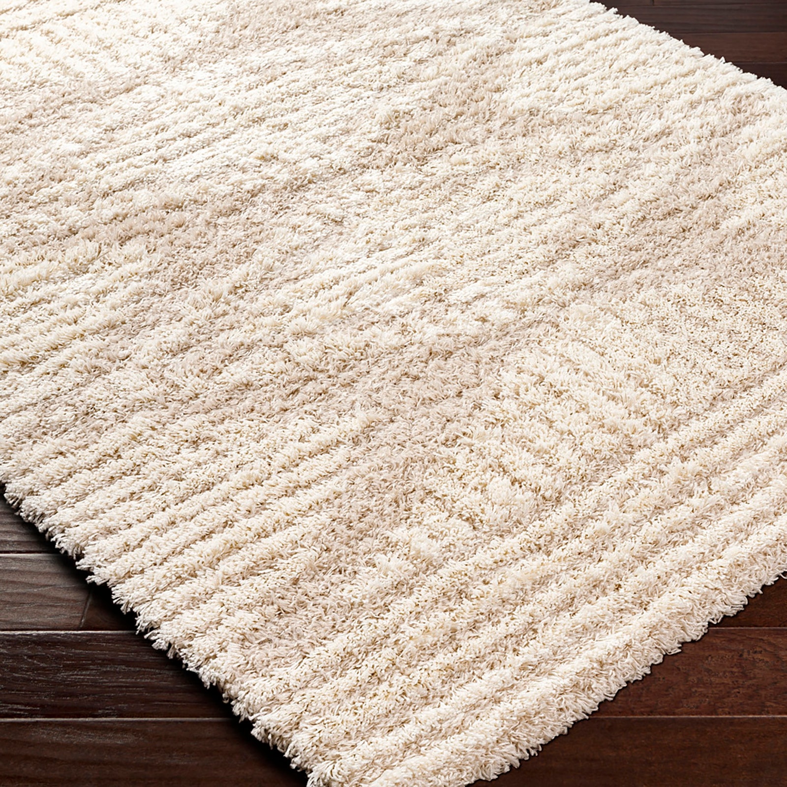 Livabliss Tapis à poils longs »TUZLA« Rectangulaire 52 mm Höhe Flauschig, Langflor, Weich, Boho Wohnzimmerteppich, Beige
