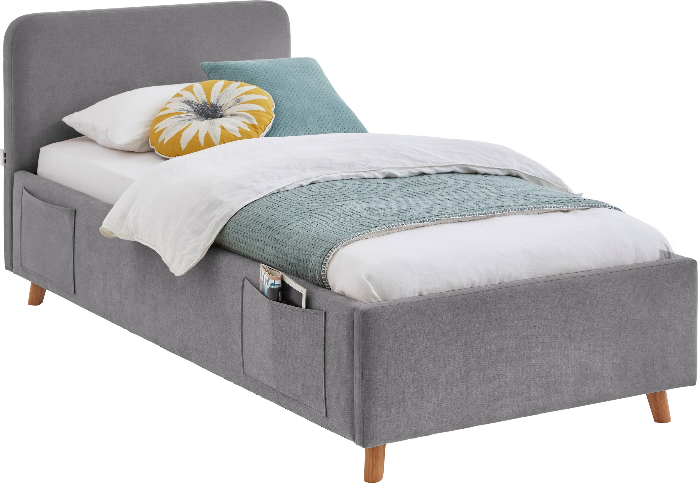 meise.möbel Lit d'enfant »COSY in de Breiten 90, 120 & 140 erhältlich, wahlweise mit Bettkasten« disponible avec pied en bois noir ou chêne, incl. prise USB