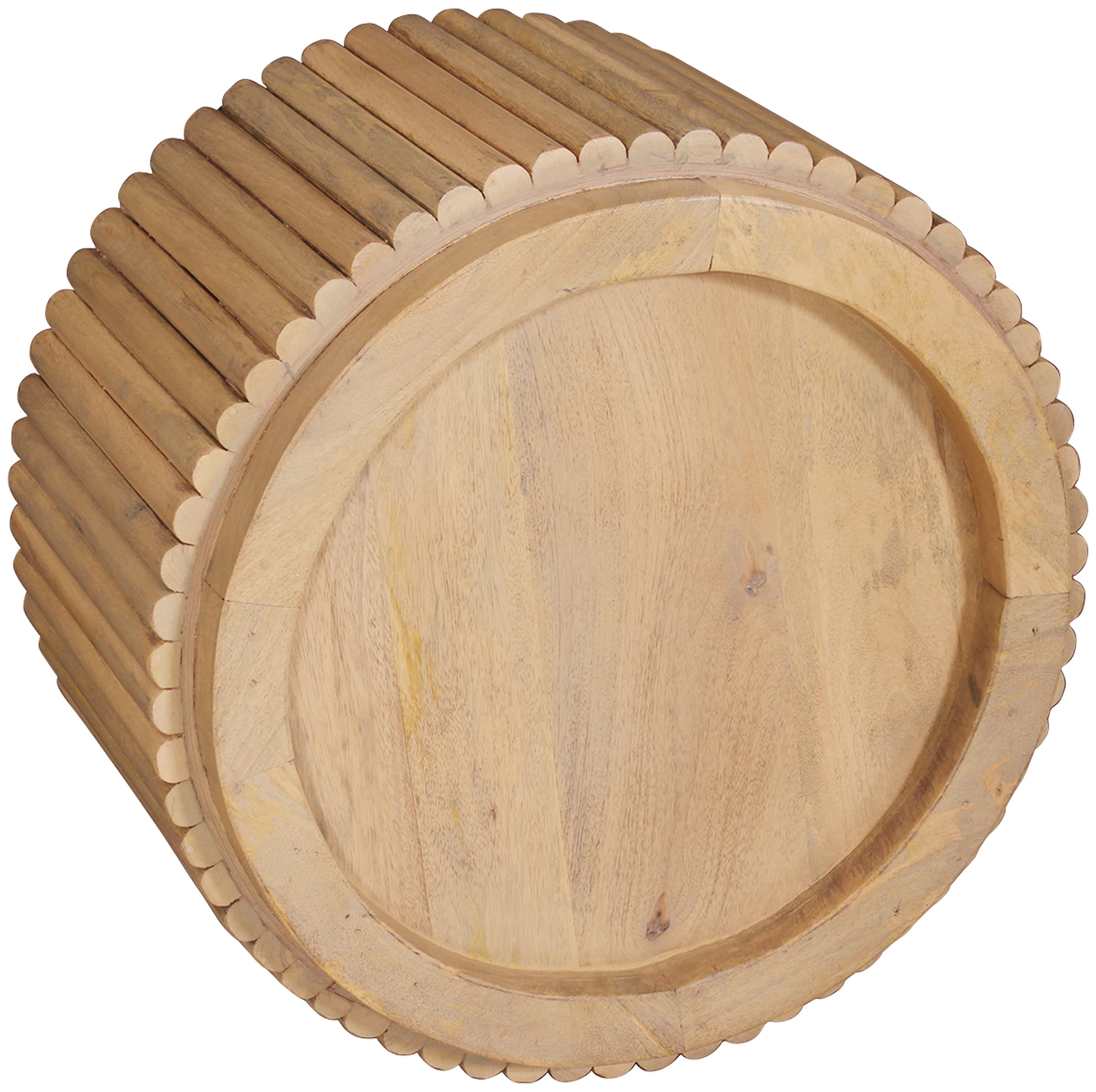 SIT Couchtisch »Vasto rund aus massivem Mangoholz mit extravagantem Ribbed-Look« Rundes Lamellendesign mit markantem Säulenfuss und 3 cm Sockel