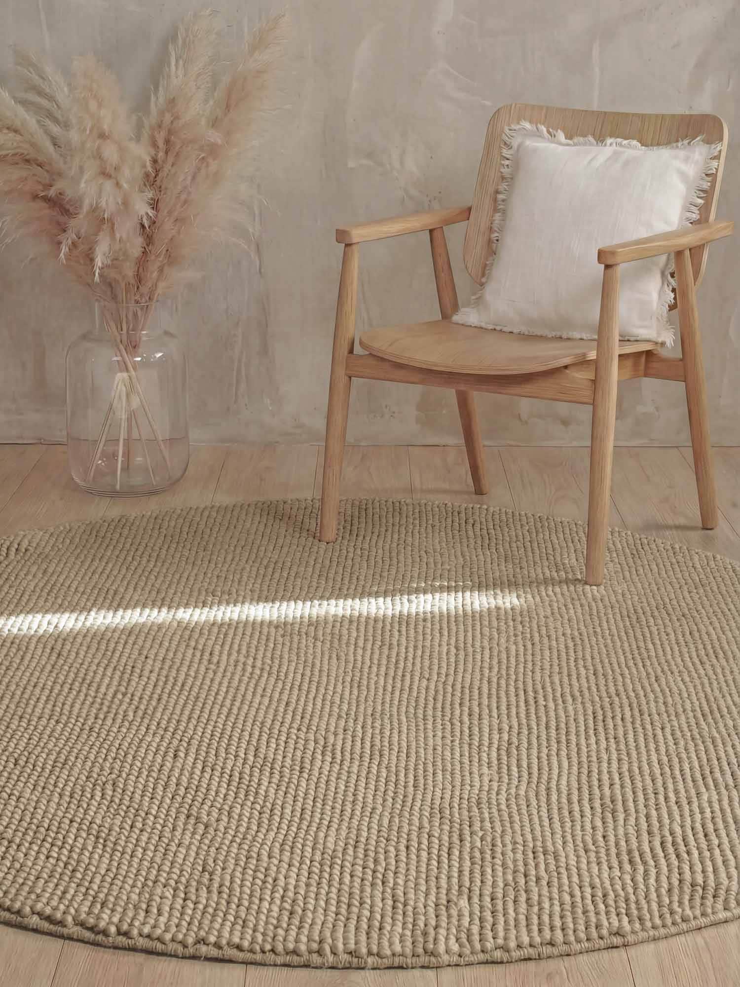 Ted Baker Wollteppich »Diana« rund 16 mm Höhe Wolle, Natur, Handgemacht, Wohnzimmer, Esszimmer, Schlafzimmer, Skandi