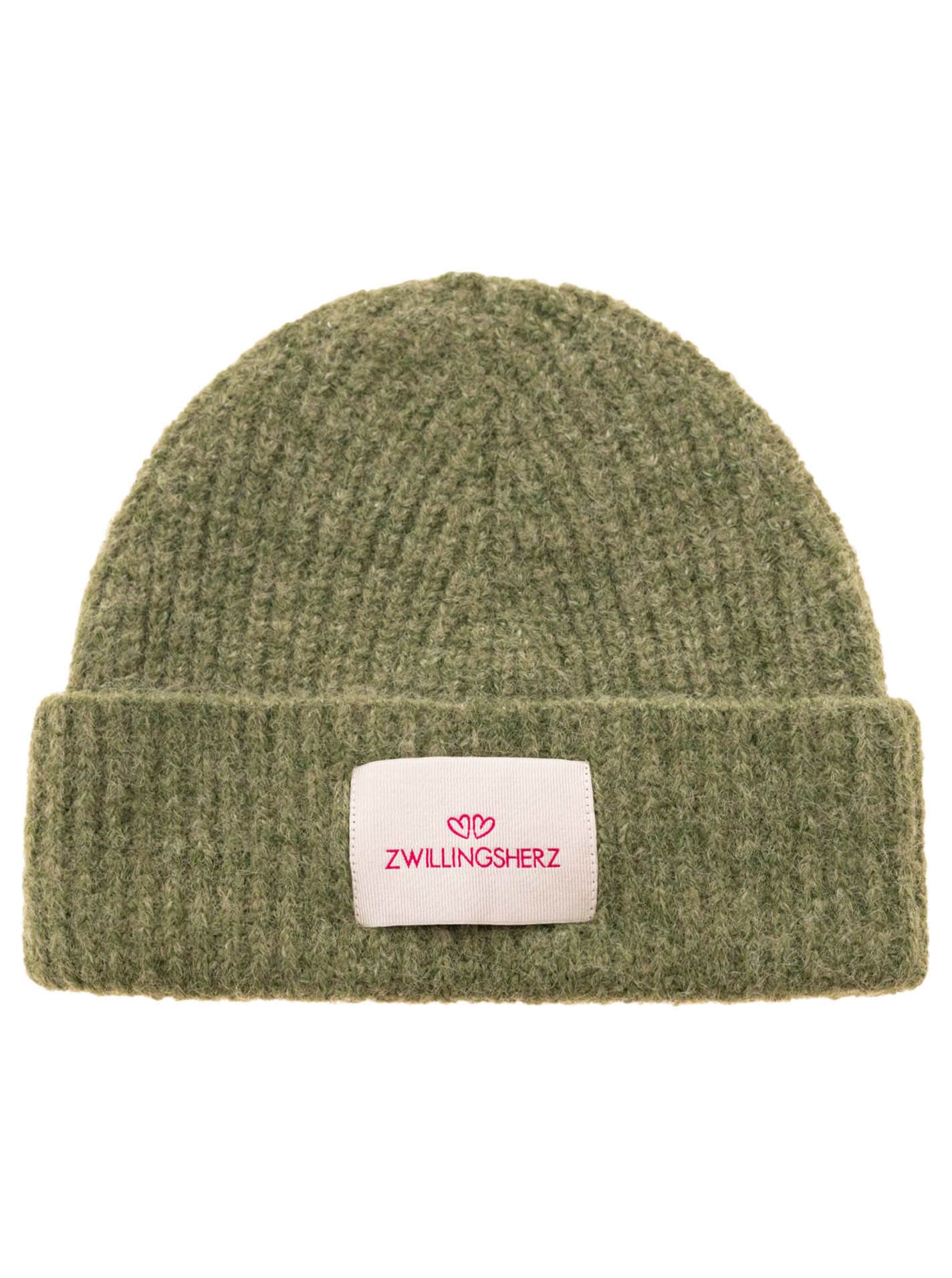 Zwillingsherz Strickmütze »"Zwillingsherz Patch"« gerippt,  mit Wolle und Umschlag, mit Patch