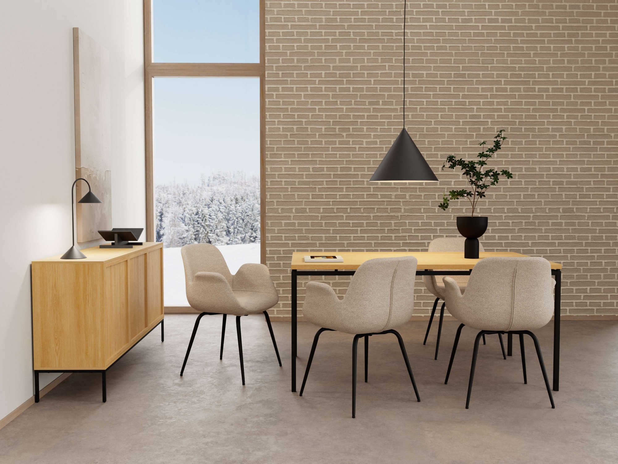 ACTONA GROUP Chaise de salle à manger »Beth, Stuhl, Polsterstuhl« () 2 cuisChaise, sable, noir mat, emballage=2