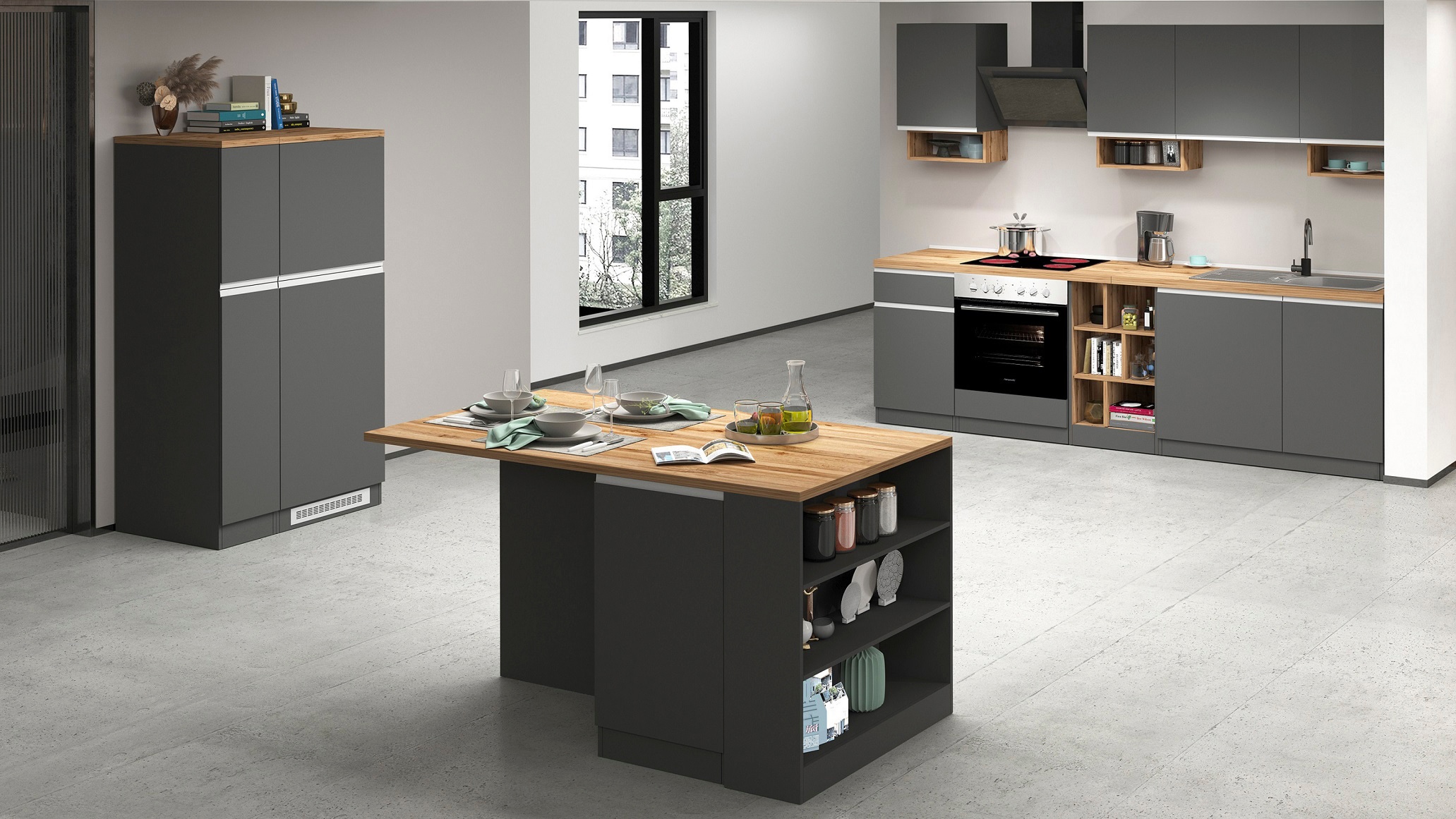 KOCHSTATION Cuisine »KS-Sole Küchenschrank-Set« Breite 90 cm,Umbau-und Apothekerschrank im Set