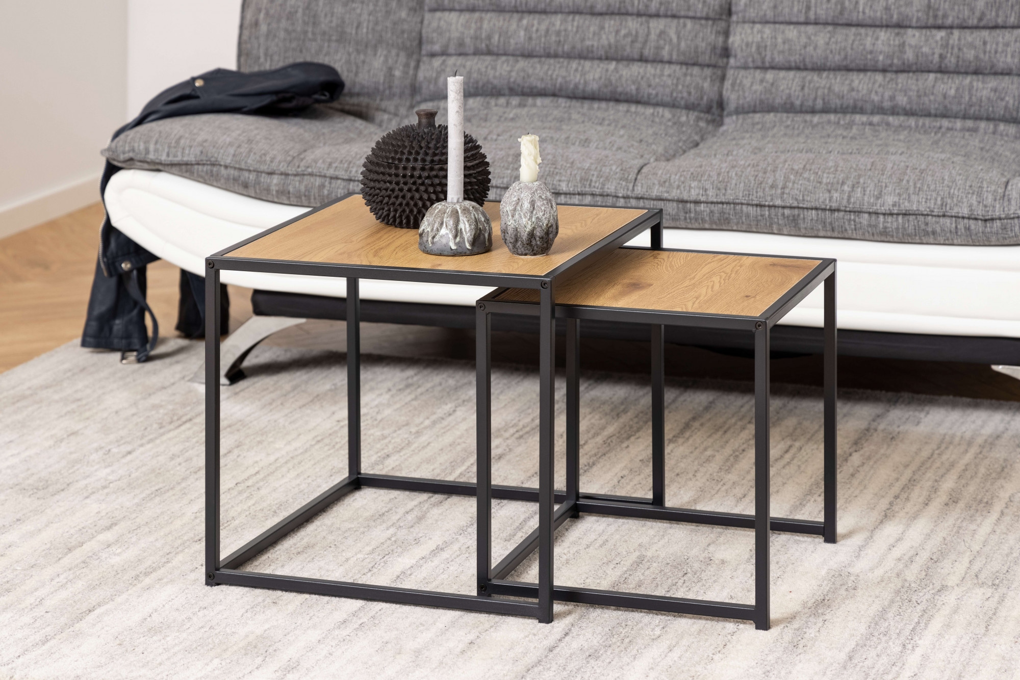 ACTONA GROUP Table basse »Seaford« Table d’appoint, table basse, OTTOs Choice,  ensemble de tables basses, aspect chêne sauvage, structure en acier, set de 2 pièces