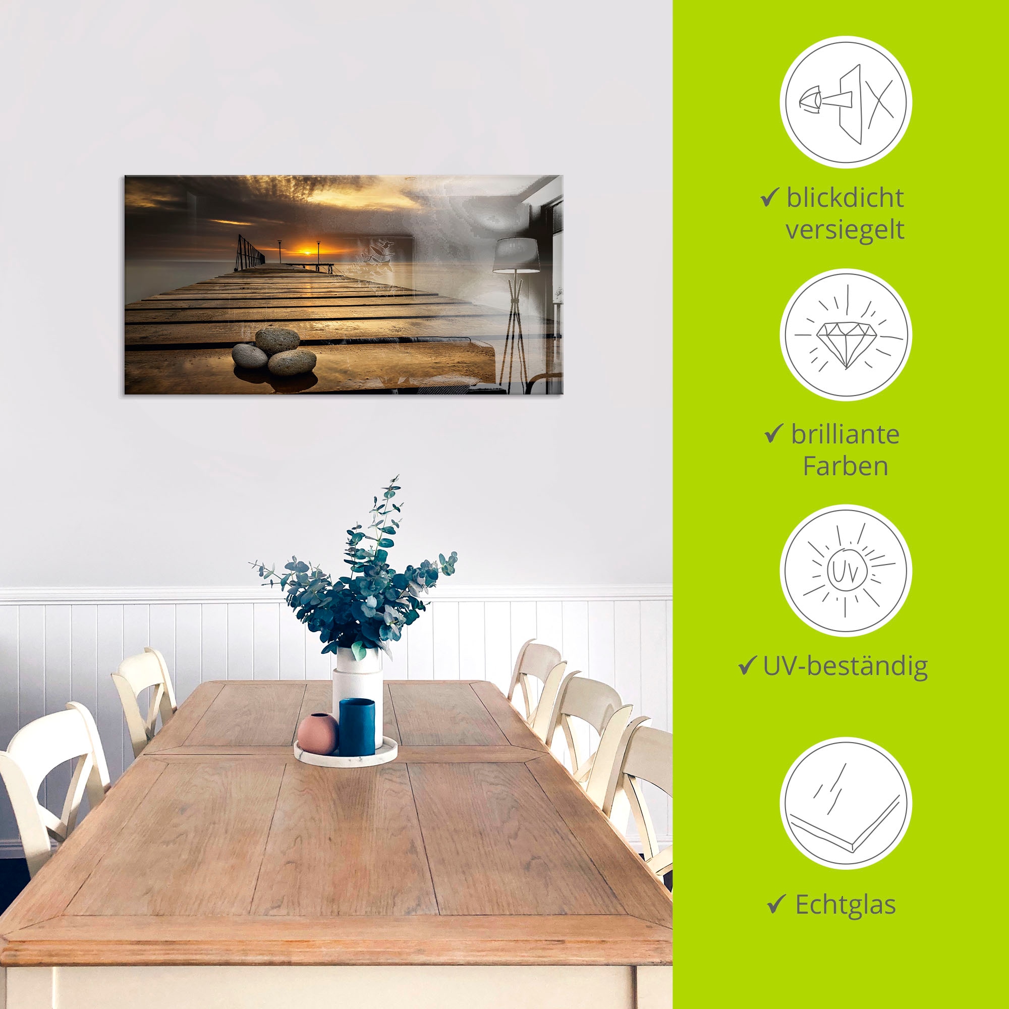 Artland Tableau en verre »Sonnenaufgang am Schwarzen Meer« 1 cuis tlg. in verschiedenen Grössen