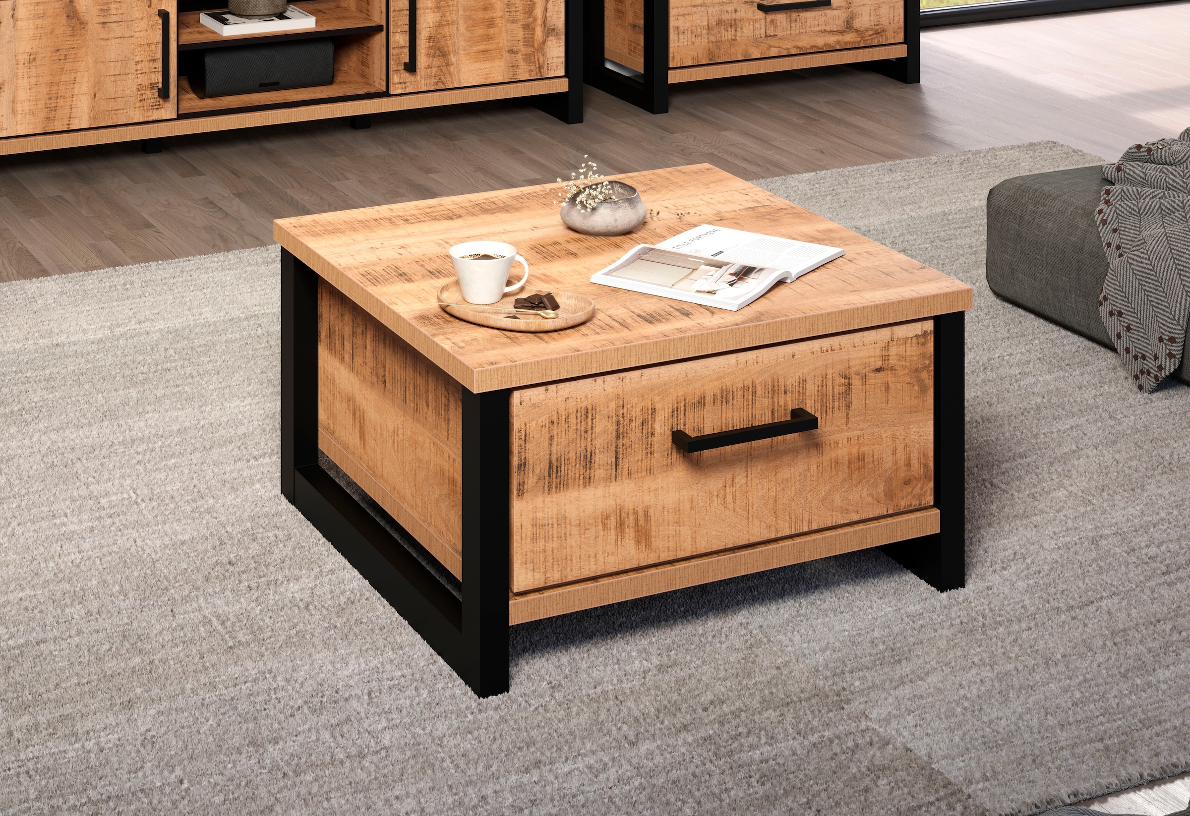 Home affaire Table basse »Elda« 1 cuis tlg. Couchtisch mit 2 Vollauszug Schubladen – (B/T/H) 80/80/45 cm