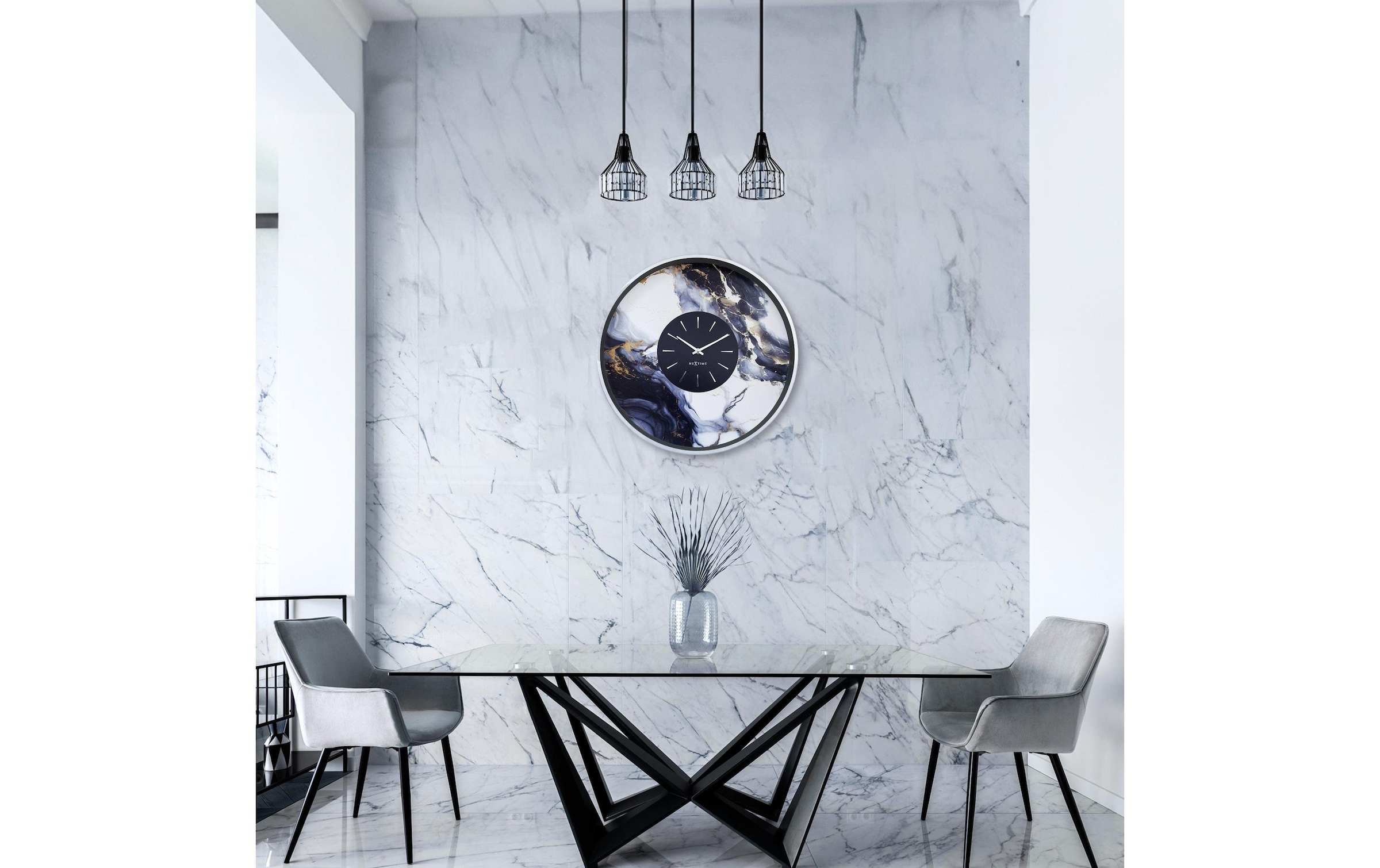 NEXTIME Horloge murale »Marble Duo«