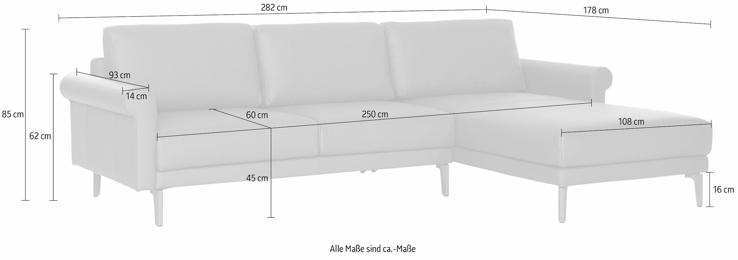 Creation BY ROLF BENZ Canapé d'angle »CR.450, Designecksofa, Polsterecke, L-Form, 282/178 cm (B/T)« accoudoir arrondi escargot, style maison de campagne moderne, cuir ou chenille