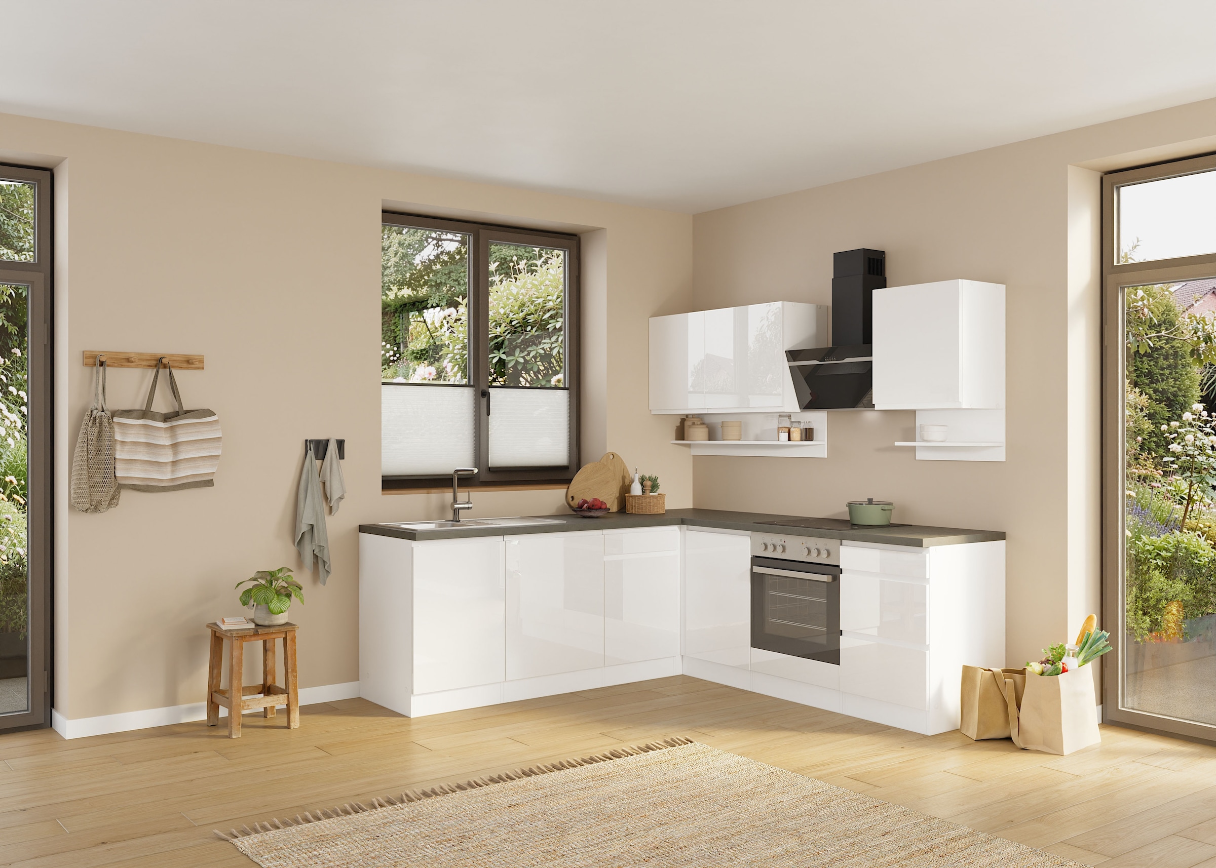 KOCHSTATION Armoire basse »KS-Virginia,neu in verbesserter Ausführung« Rangement, Softclose, avec plan de travail CPL,  largeur 50 cm, 1 tiroir, 2 rallonges, fonction soft-close