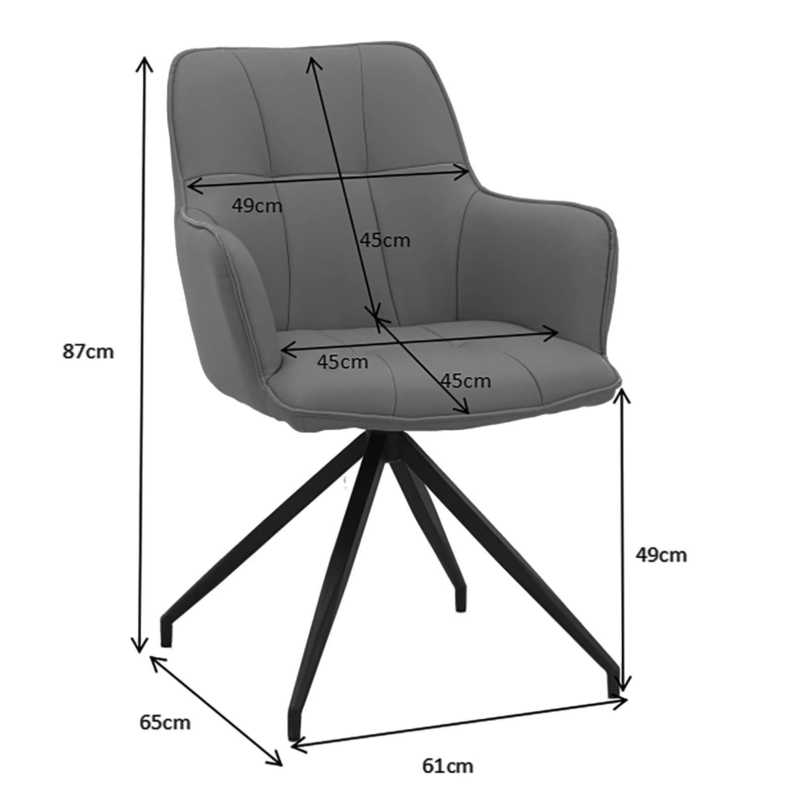 GOODproduct Chaise de salle à manger »Cardiff« () 1 cuisSitzschale 360° drehbar, Kunstleder Bezug, Sitzhöhe 49 cm