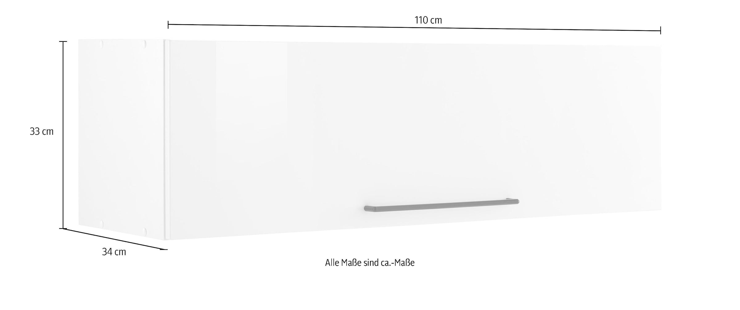 KOCHSTATION Klapphängeschrank »KS-Tulsa« 110 cm breit, mit 1 Klappe, schwarzer Metallgriff, MDF Front