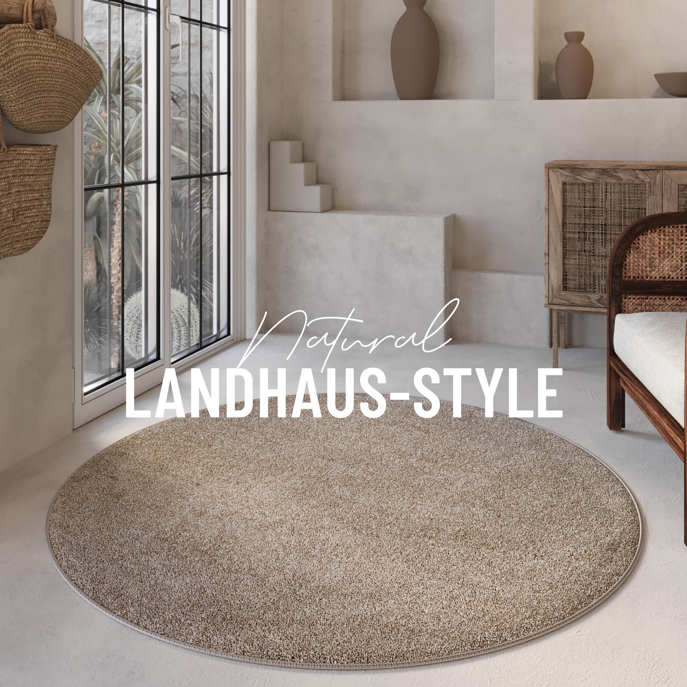 Wecon home Basics Tapis à poils longs »Nova« Rond 25 mm Höhe Shaggy, gewebt, robust, Wohnzimmer, Schlafzimmer