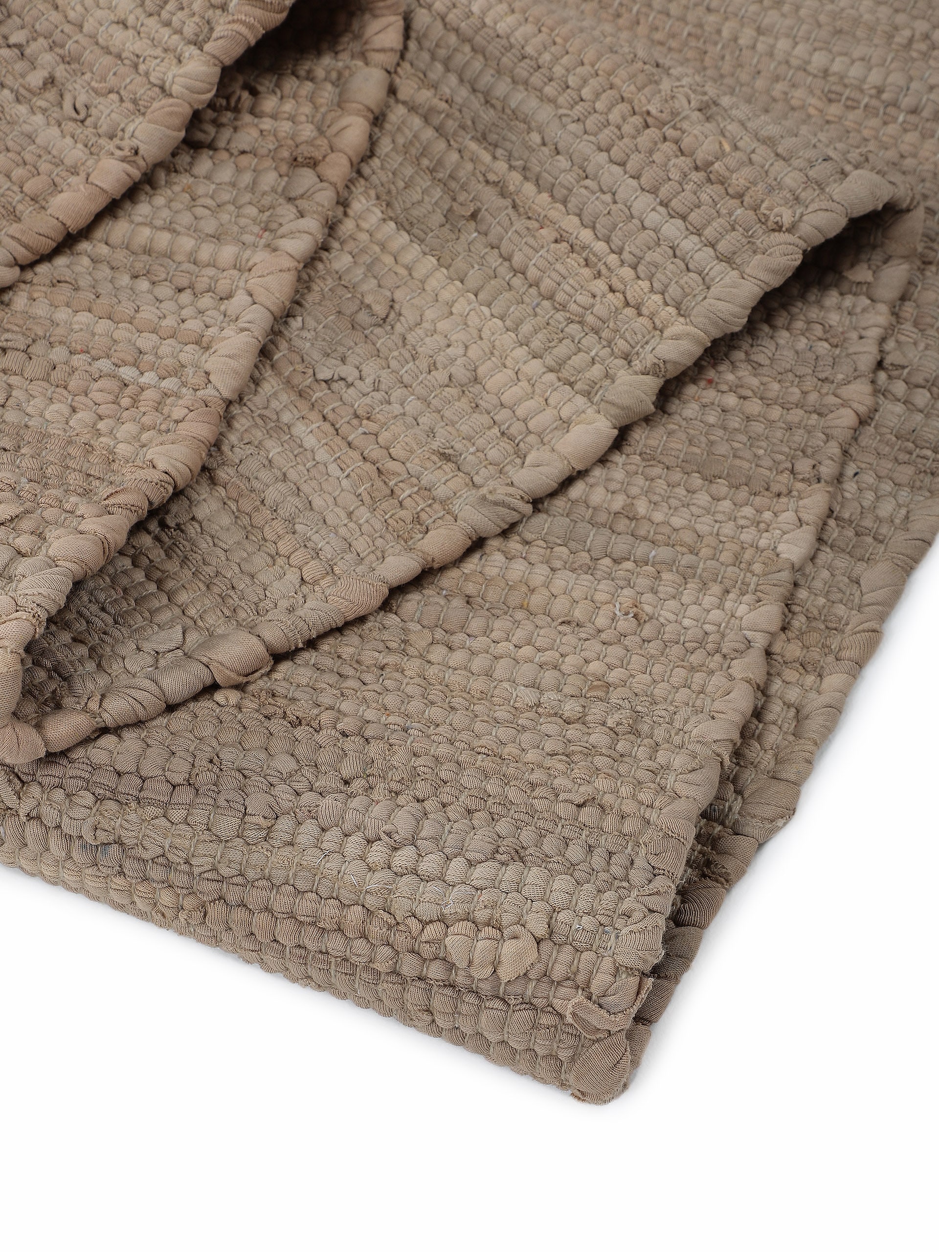 carpetfine Teppich »Kelim Chindi uni , auch als Läufer« rechteckig 5 mm Höhe Wendeteppich, reine Baumwolle, handgewebt, Uni-Farben, mit Fransen