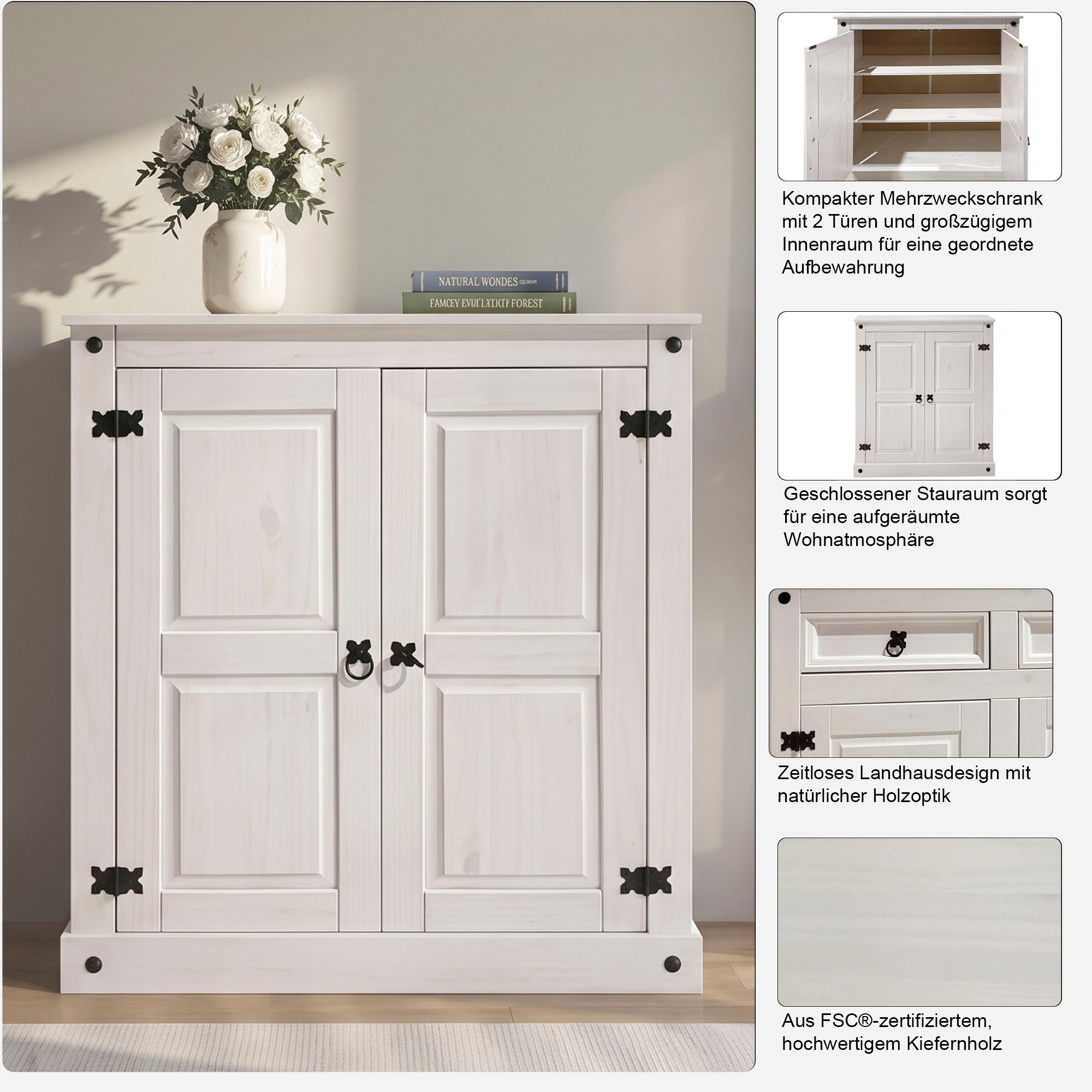 GOODproduct Commode largeur 90 cm, hauteur 100 cm