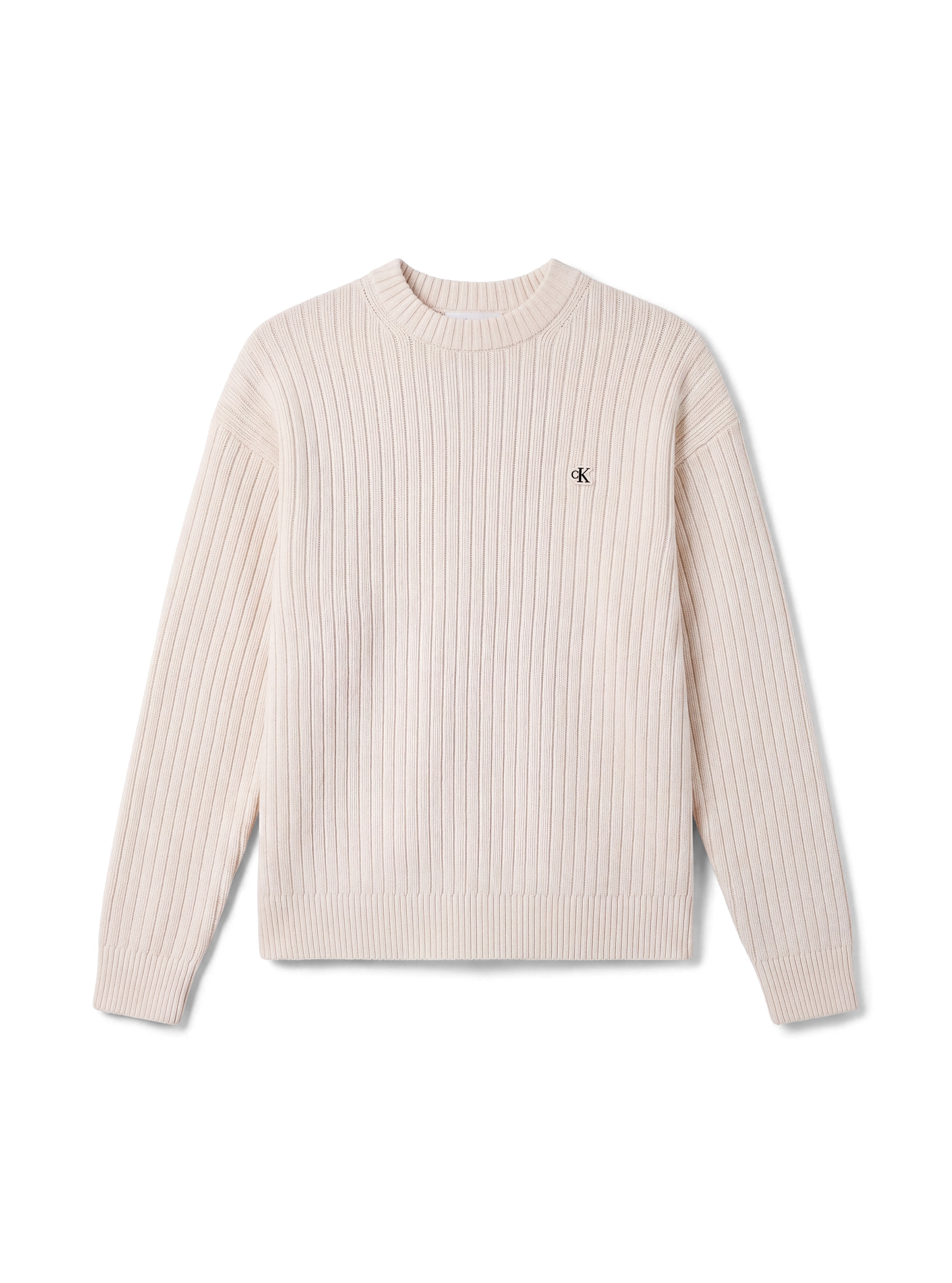 Calvin Klein Jeans Pull en tricot maille côtelée, coupe régulière, broderie du logo