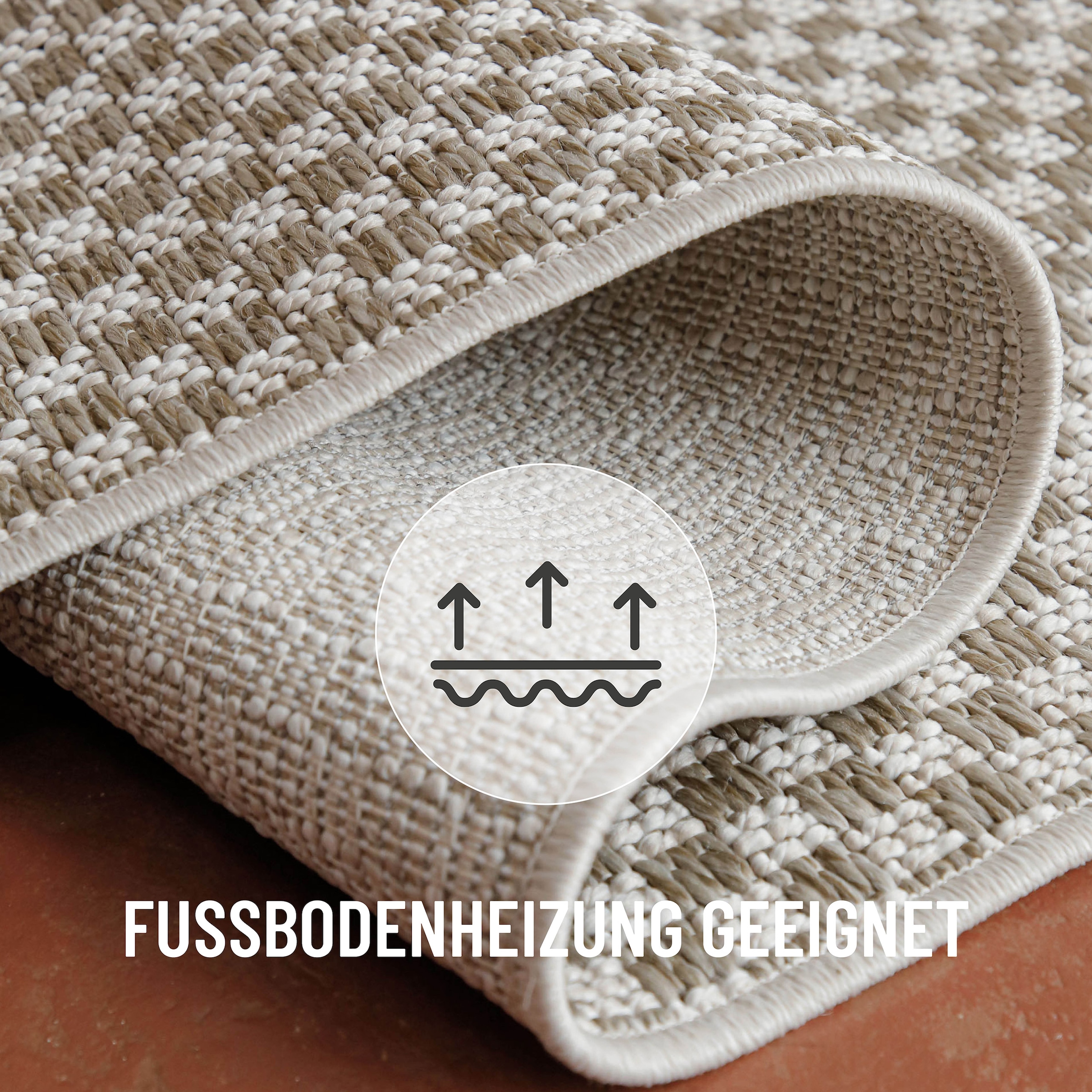 Wecon home Chemin de table »Miami South Beach« Rectangulaire 5 mm Höhe In- & Outdoor Teppich, wetterfest, kariert, Balkon, pflegeleicht