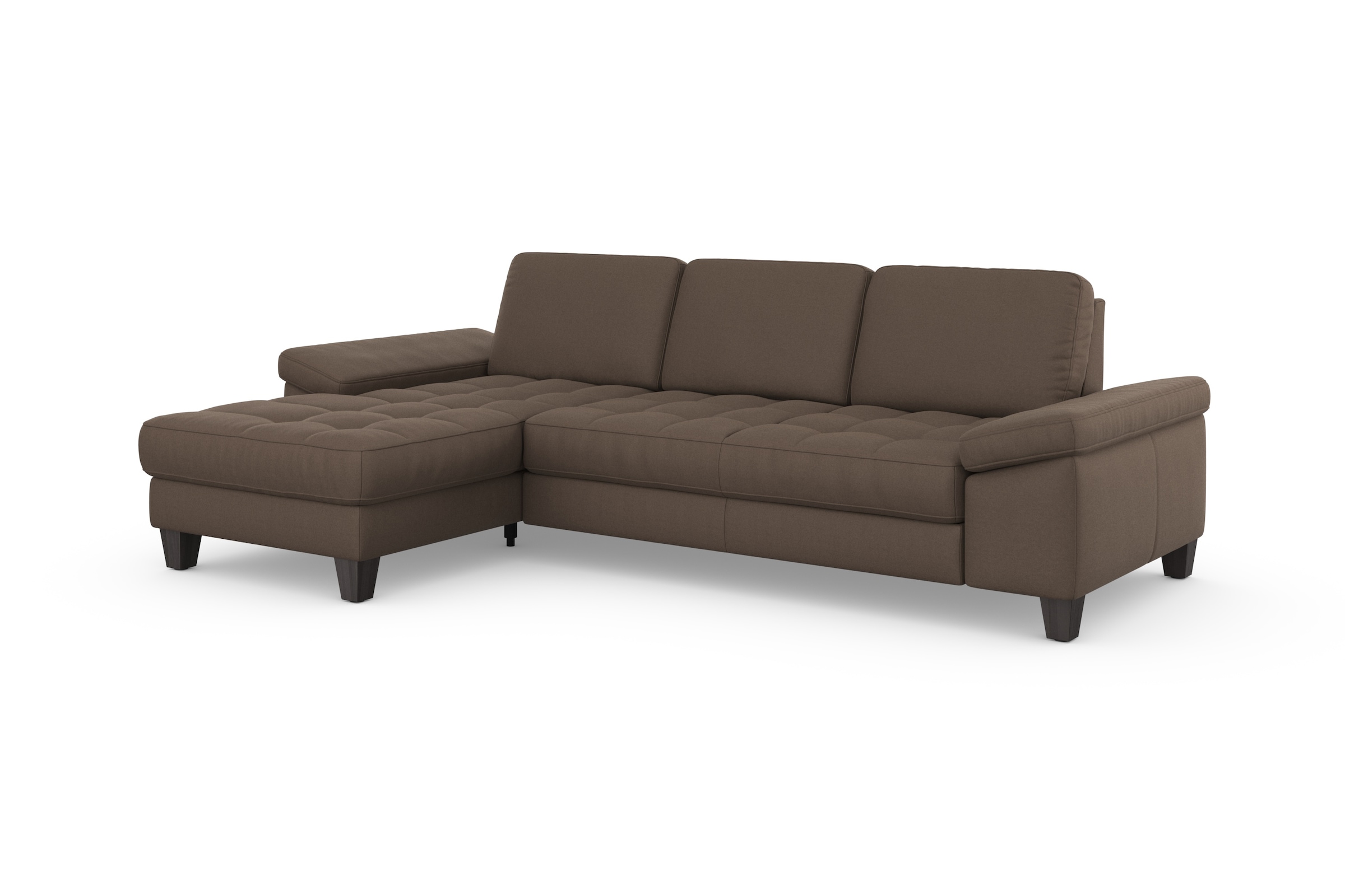 sit&more Canapé d'angle »Westham L-Form« Recamiere, mit oder ohne Bettfunktion, Bettkasten, Füsse wengefarben