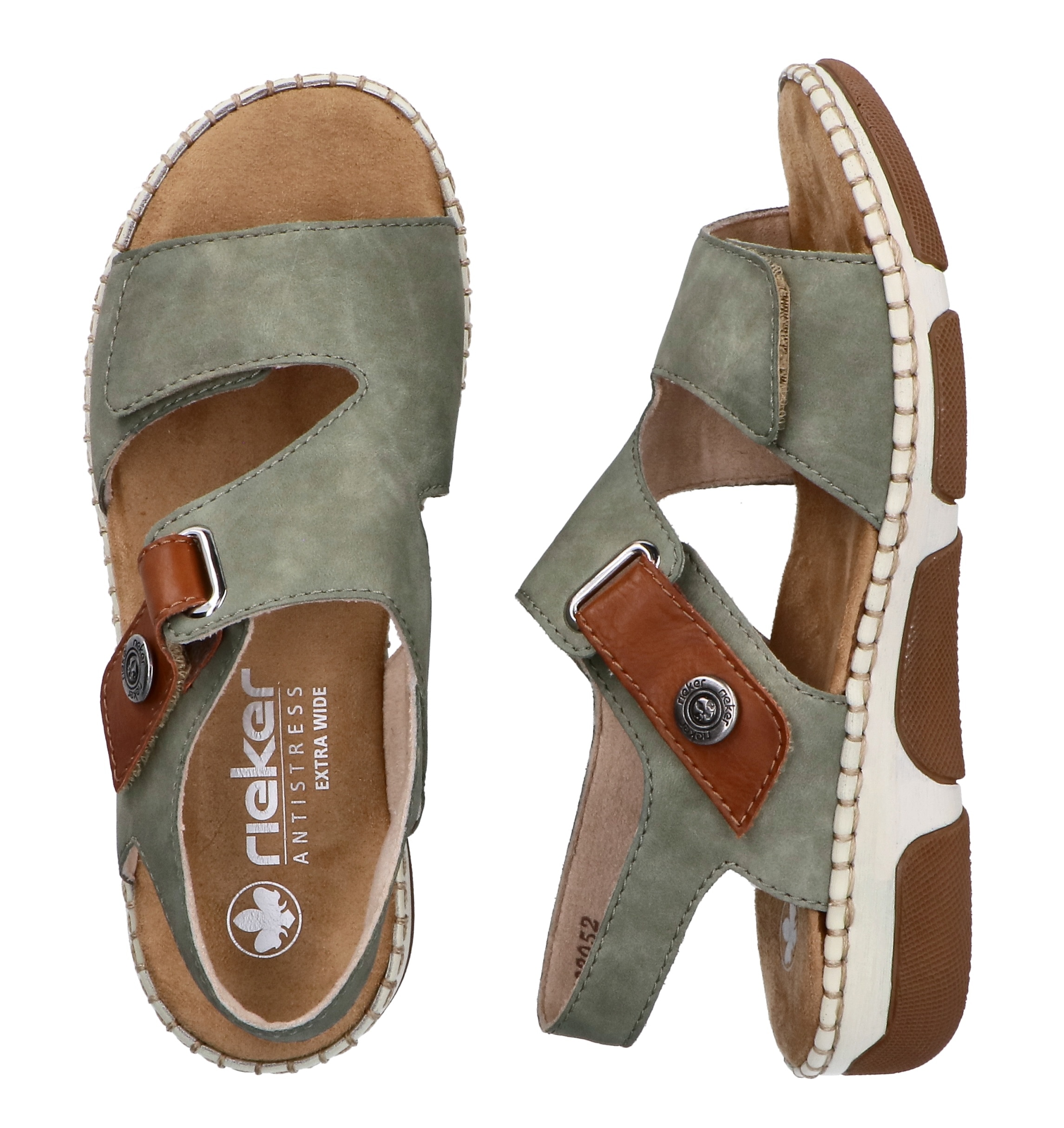 Rieker  chaussure d'été, chaussure à scratch avec couture décorative élaborée sur la semelle