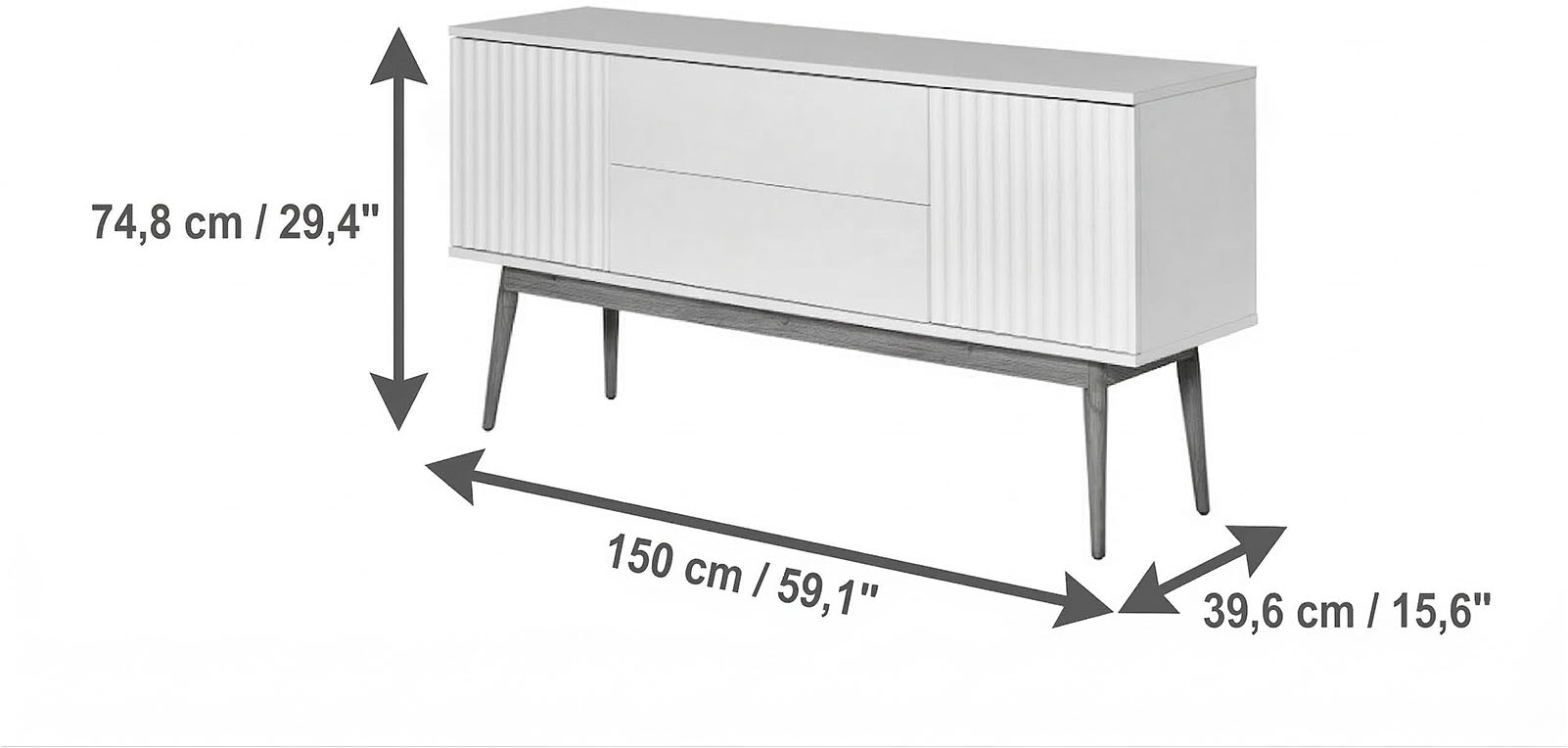 Jahnke Buffet »GRACE SB 150« Buffet bas, 2 portes & 2 tiroirs, design scandinave, largeur : 150 cm