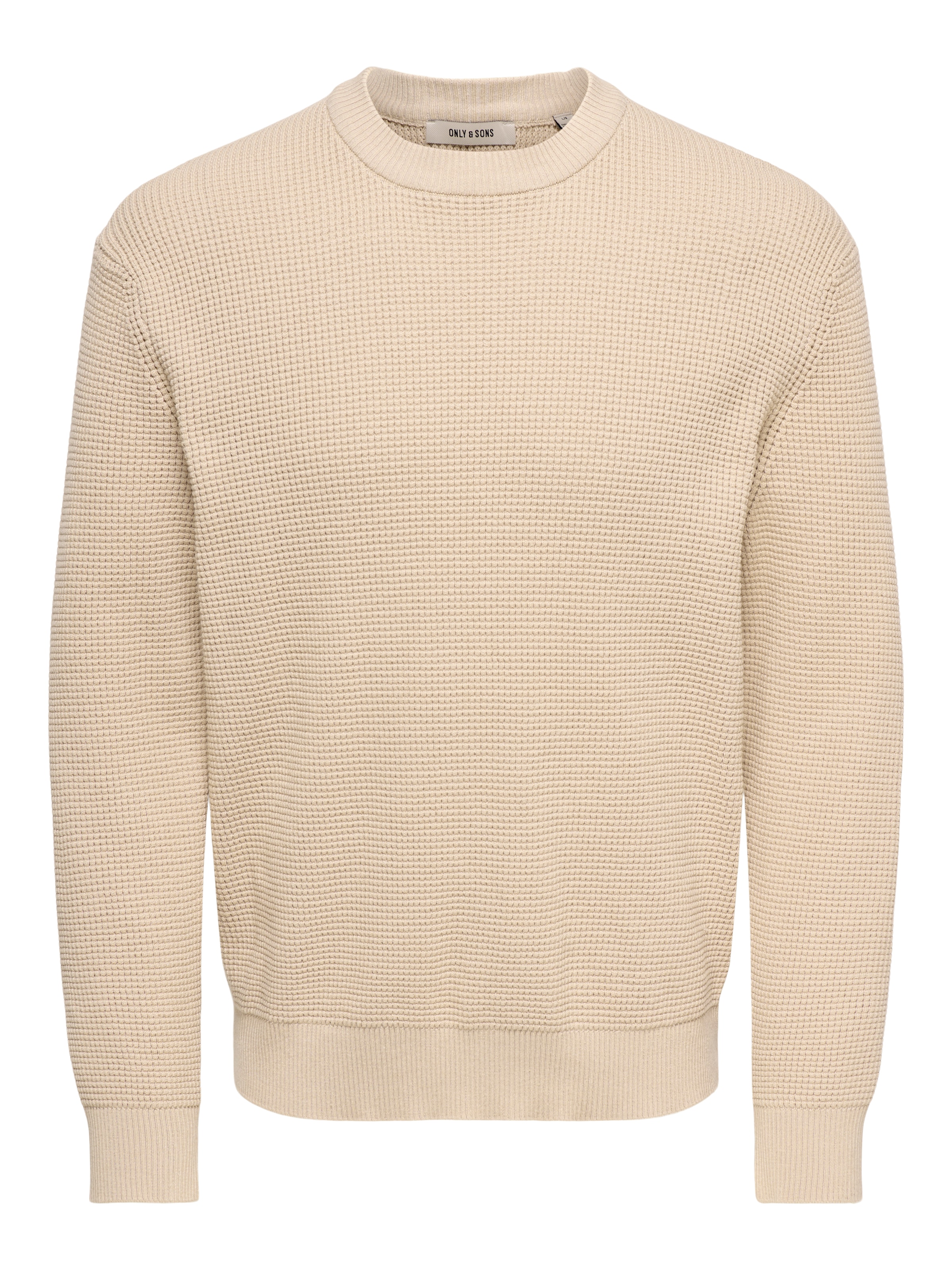 ONLY & SONS Pull à col rond »ONSMARIUS LS WAFFLE CREW REG OTL« mélange coton, coupe régulière