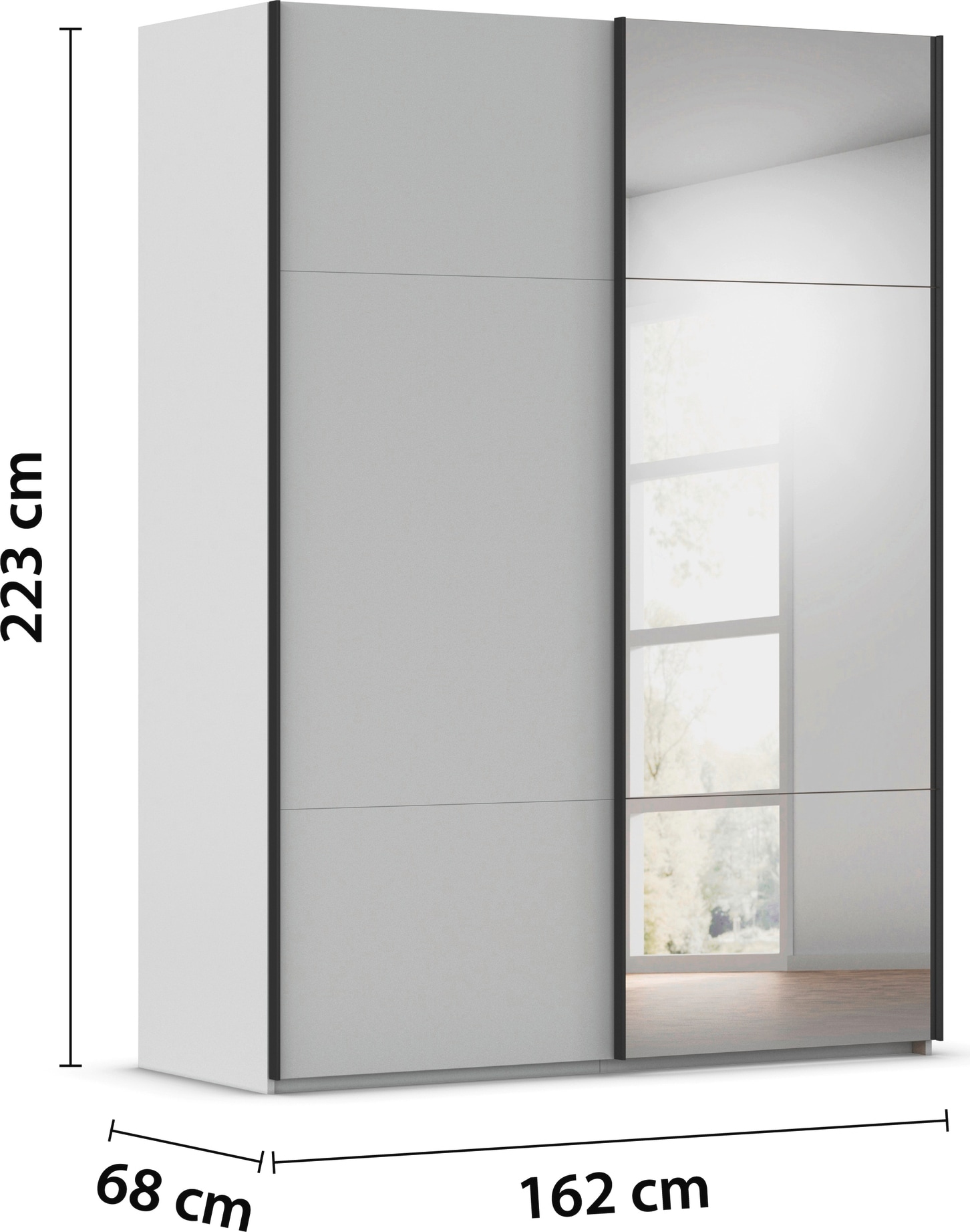 rauch Schwebetürenschrank »Kleiderschrank Schrank Garderobe Schlafzimmerschrank CONTIDO« 3 verschiedene Ausstattungen BASIC/CLASSIC/PREMIUM (inkl. SOFT-CLOSE),  aus hochwertigem Material in 6 Breiten 2 Griff-Farben MADE IN GERMANY