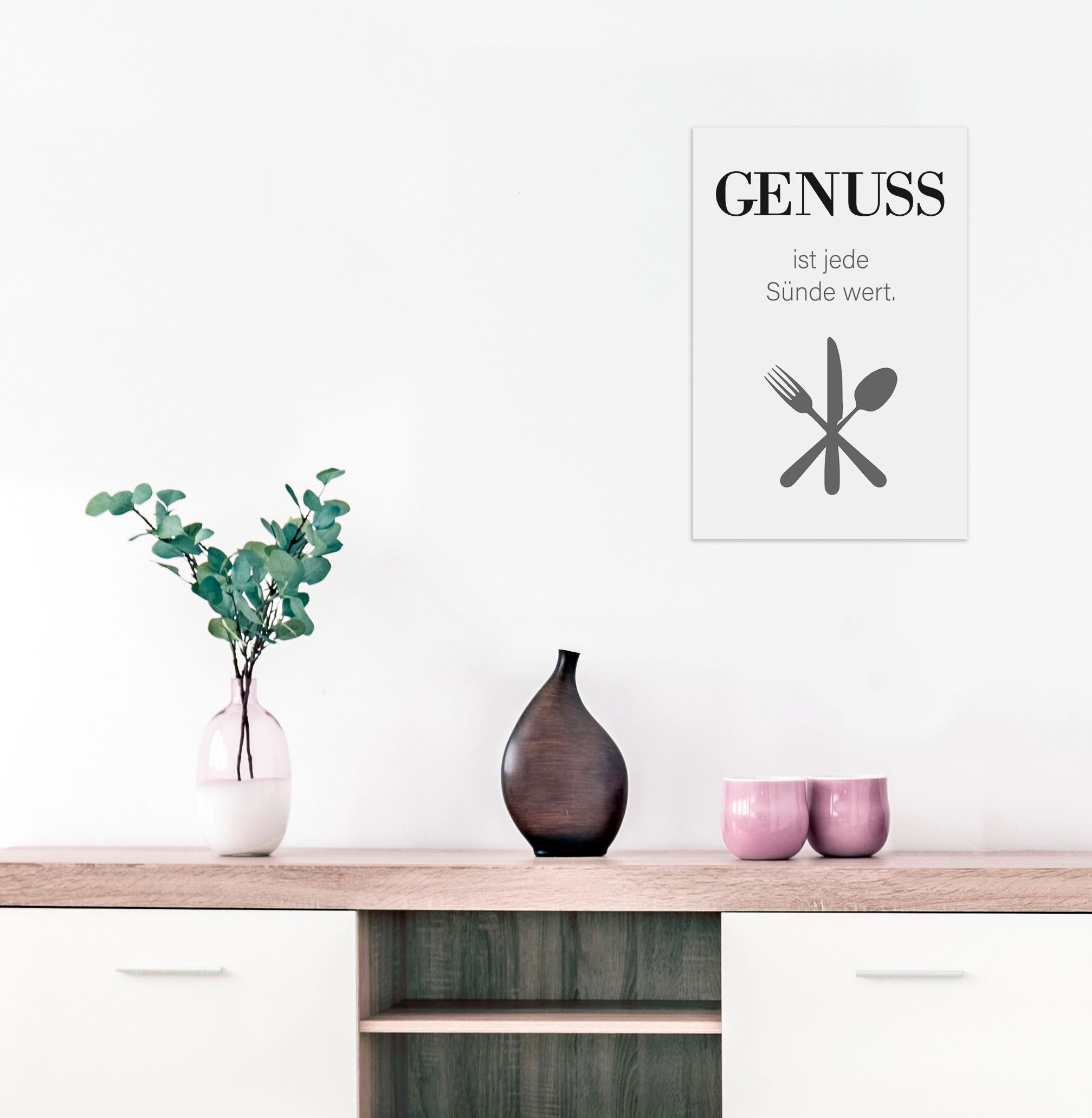 queence Wanddekoobjekt »GENUSS« Stahlschild, Blechschild, Spruch, Witzig, Wanddeko, retro, 20x30cm