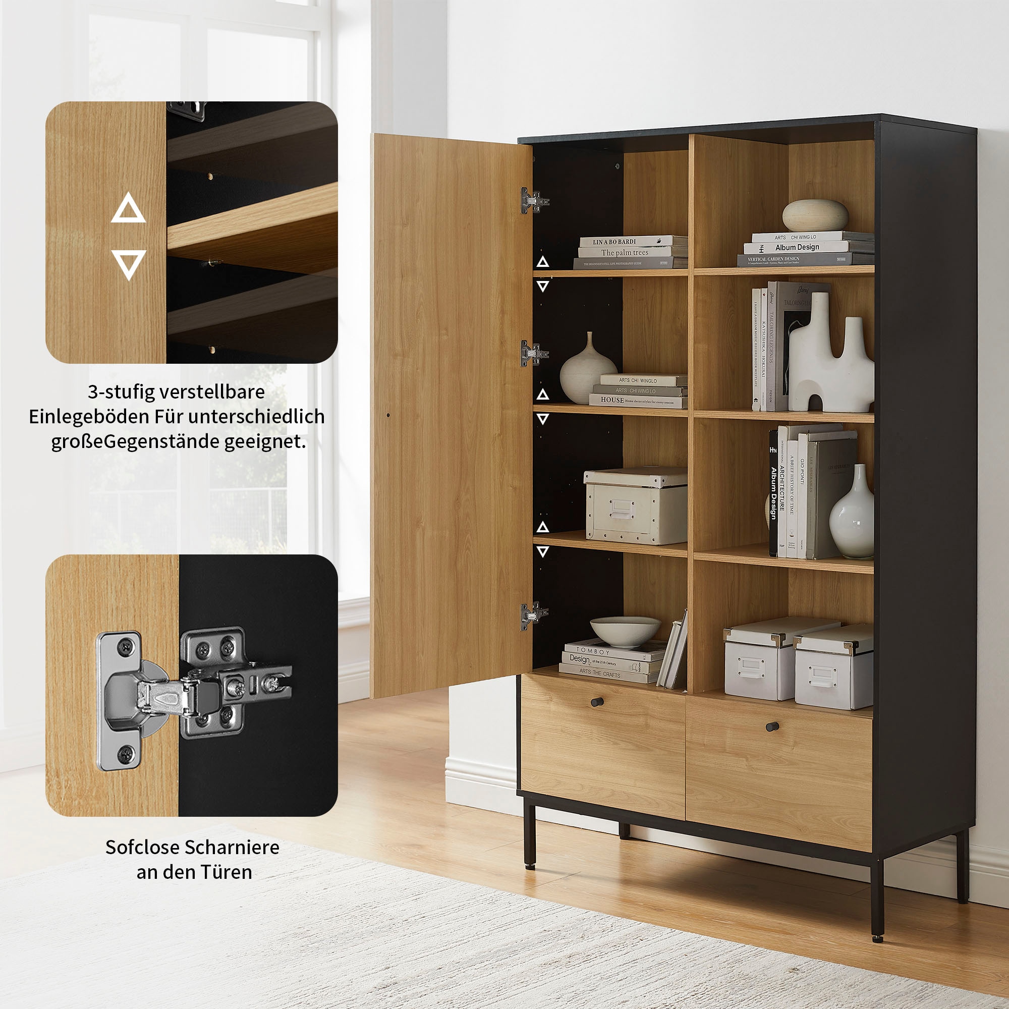 GOODproduct Highboard »Tayler« pflegeleichte Melaminoberfläche, Metallgestell, Breite 100 cm