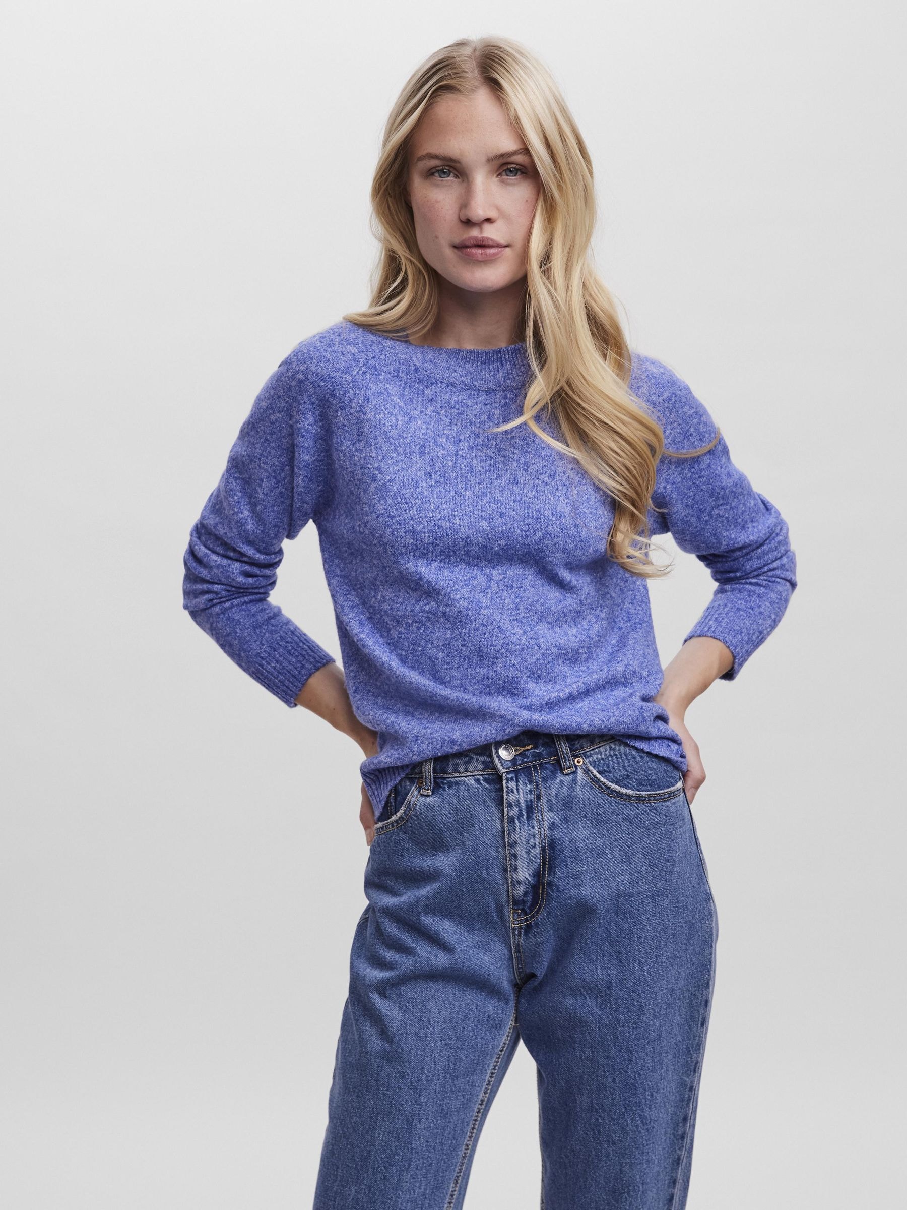 Vero Moda Pull à col rond »VMDOFFY LS O-NECK BLOUSE GA NOOS« mélange de matériaux, coupe régulière