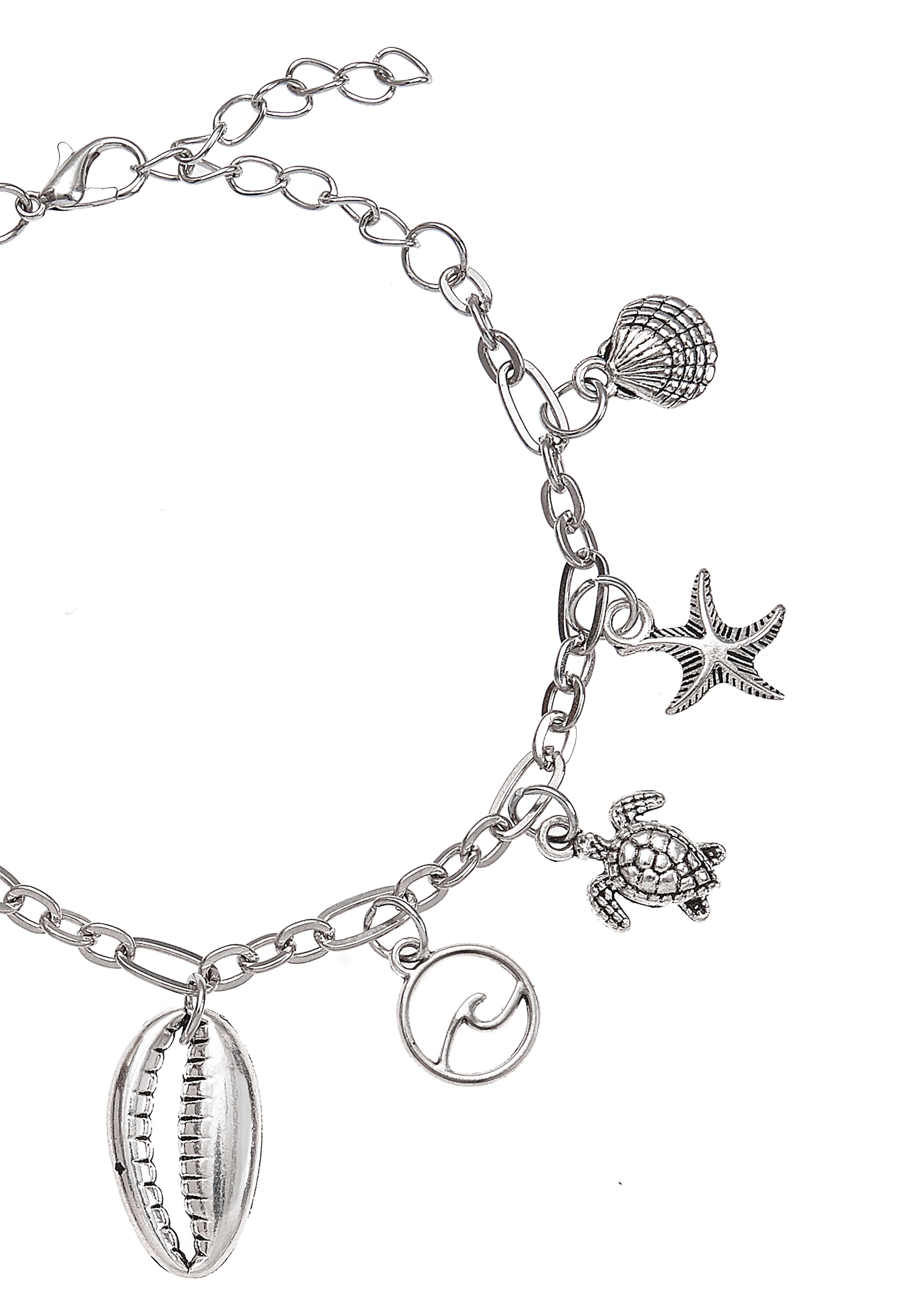 LASCANA Chaîne de cheville avec pendentif Seestern,Muschel,Schildkröte,Fussketten Set,Fusskettchen mit Anhänger