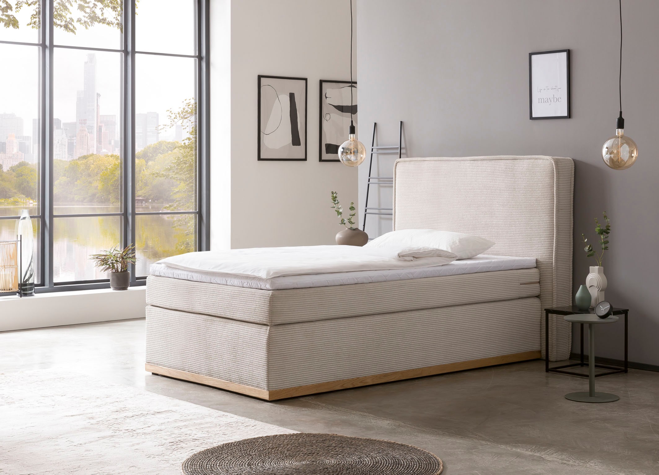 Home affaire Boxspringbett »SHERWOOD Cord Hotelbett, Polsterbett Premiumbett Boxbett« Bestseller Otto´s Choice Luxusbett in 4 Breiten,  Hochwertiger Cord ,weiche Velours-Struktur, mit premium Topper,