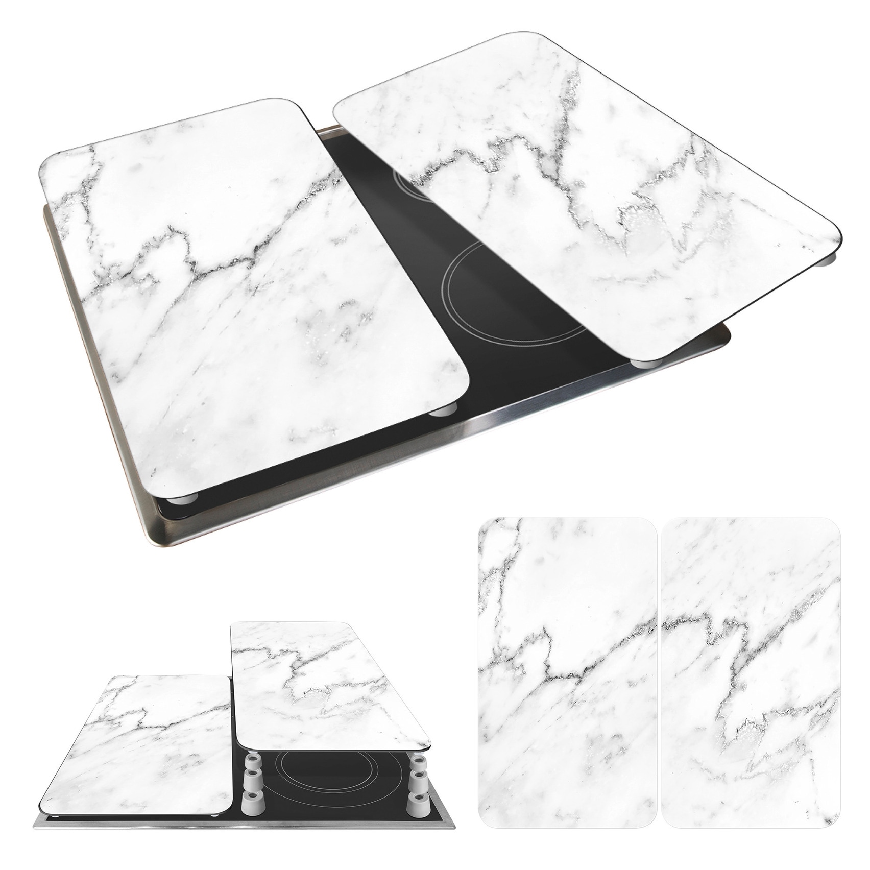 WENKO Herd-Abdeckplatte »Universal Modell Marmor« Herdabdeckung für alle Herdarten, kratzfest, mit rutschfesten Füssen
