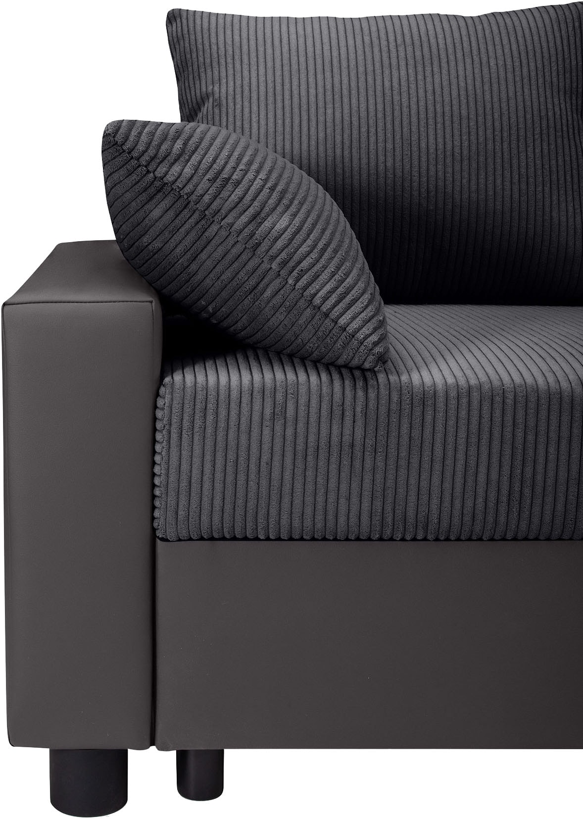 COLLECTION AB Canapé d'angle »Parma L-Form, B: 224 cm« fonction couchage, coffre de rangement et 2 coussins décoratifs, ressort ensaché