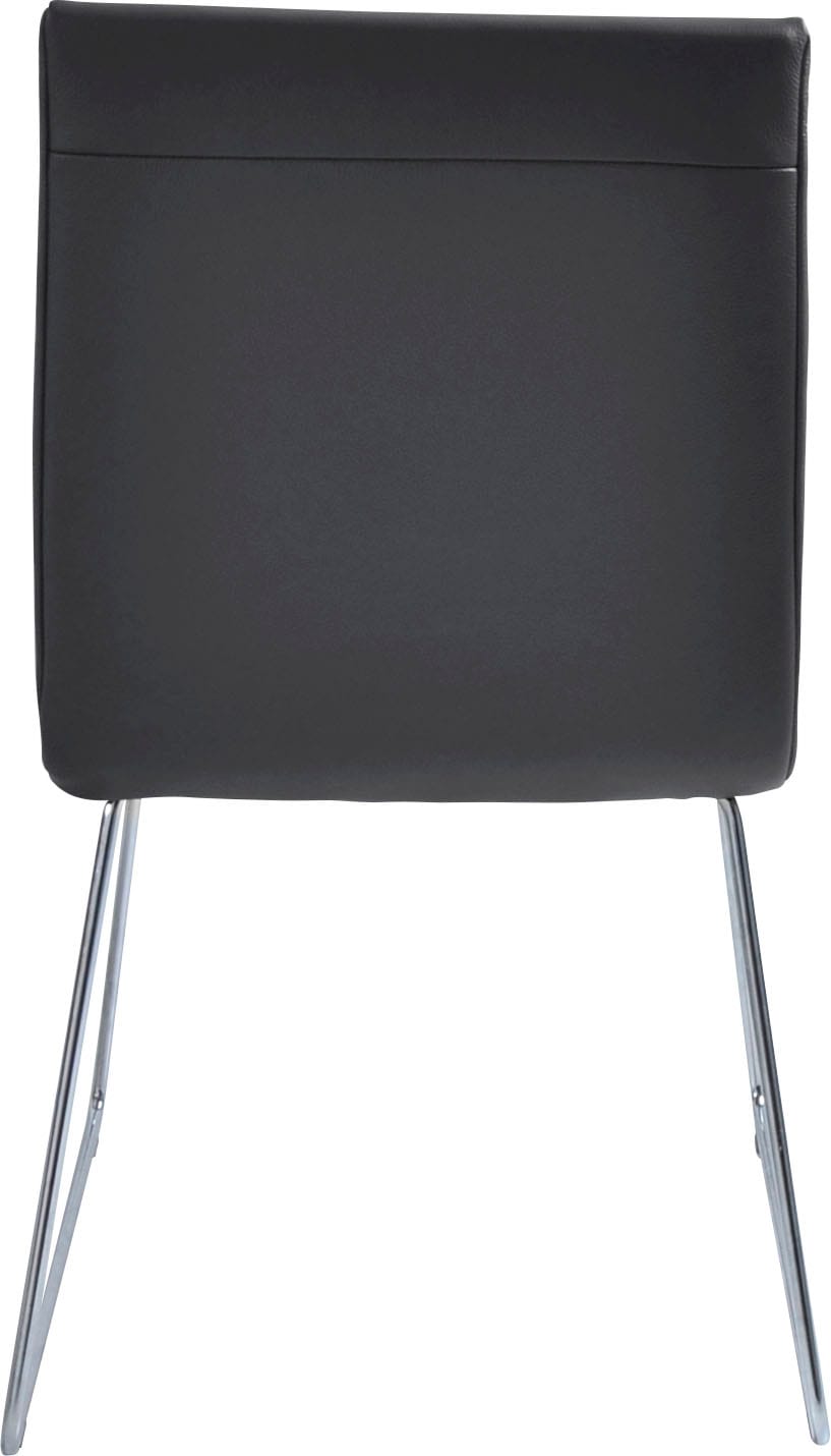K+W Komfort & Wohnen Chaise de salle à manger »Creso Lederstuhl« () avec coussin d'assise et patin en tube rond à finition acier brossé