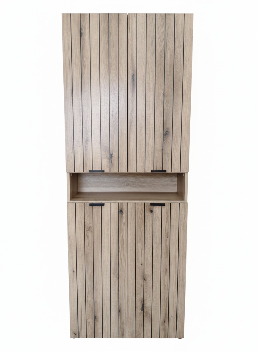 GOODproduct Hochschrank »Baltrum« Breite 69,8 cm dekorative Lamellenoptik