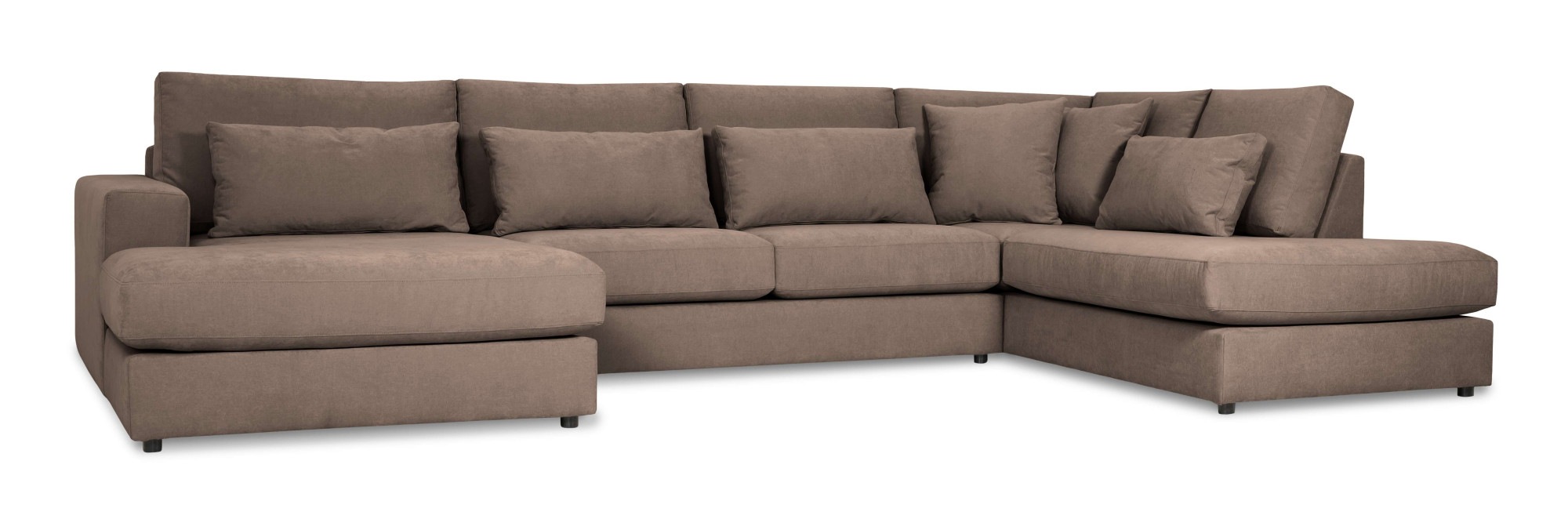 GOODproduct Paysage de salon »Nivette, weiches Chenille« Largeur 386 cm, forme en U, jusqu’au sol, 6 coussins décoratifs inclus