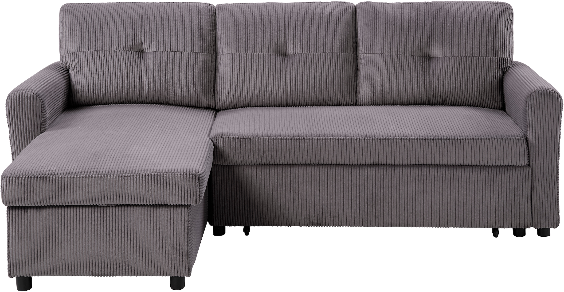 ATLANTIC home collection Canapé-lit »Gustavo L-Form, B: 199 cm« mit Bettfunktion, Bettkasten & seitlichen Taschen