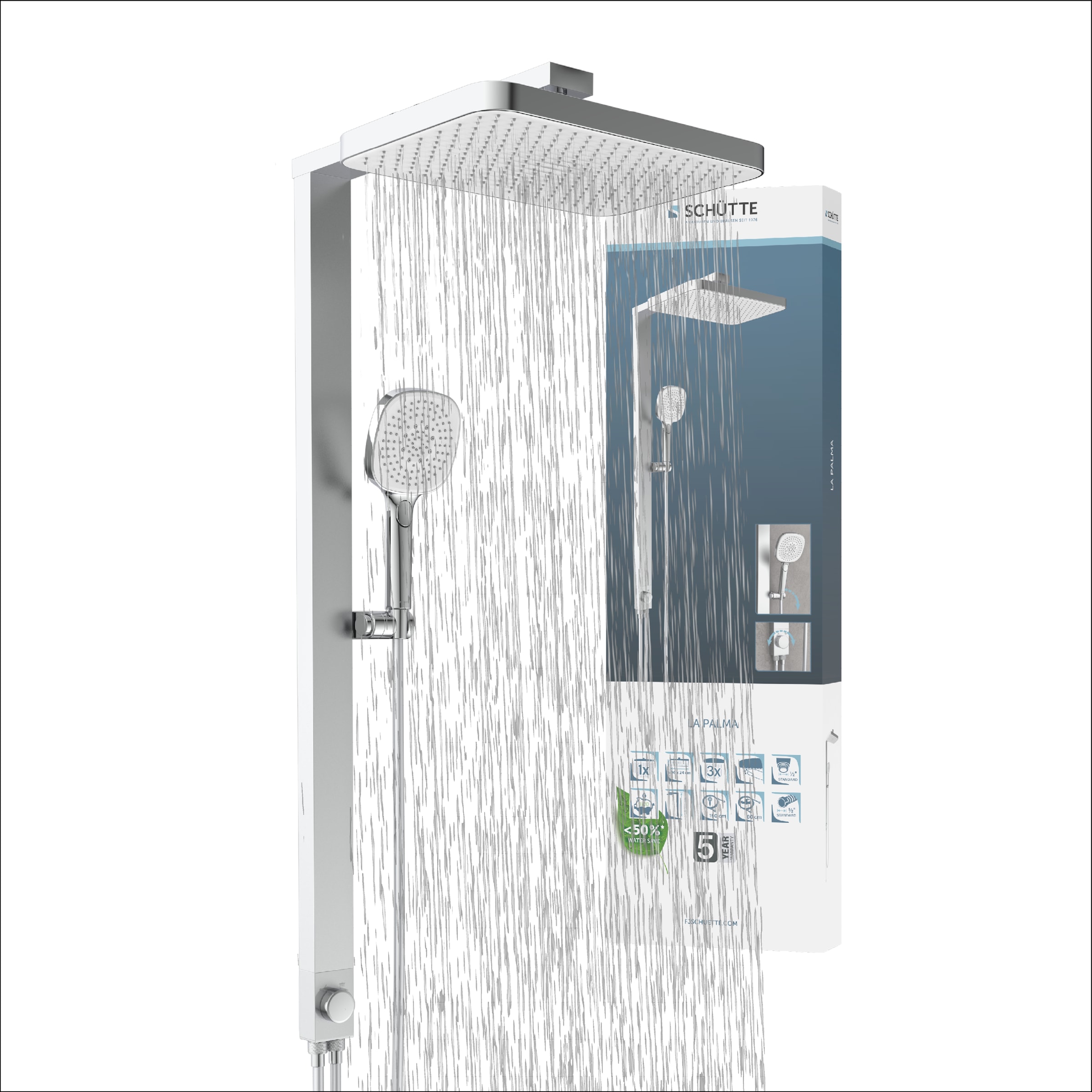 Schütte Duschsystem »LA PALMA« Komplett-Set,  Regendusche, mit Antikalk-Beschichtung, wassersparend