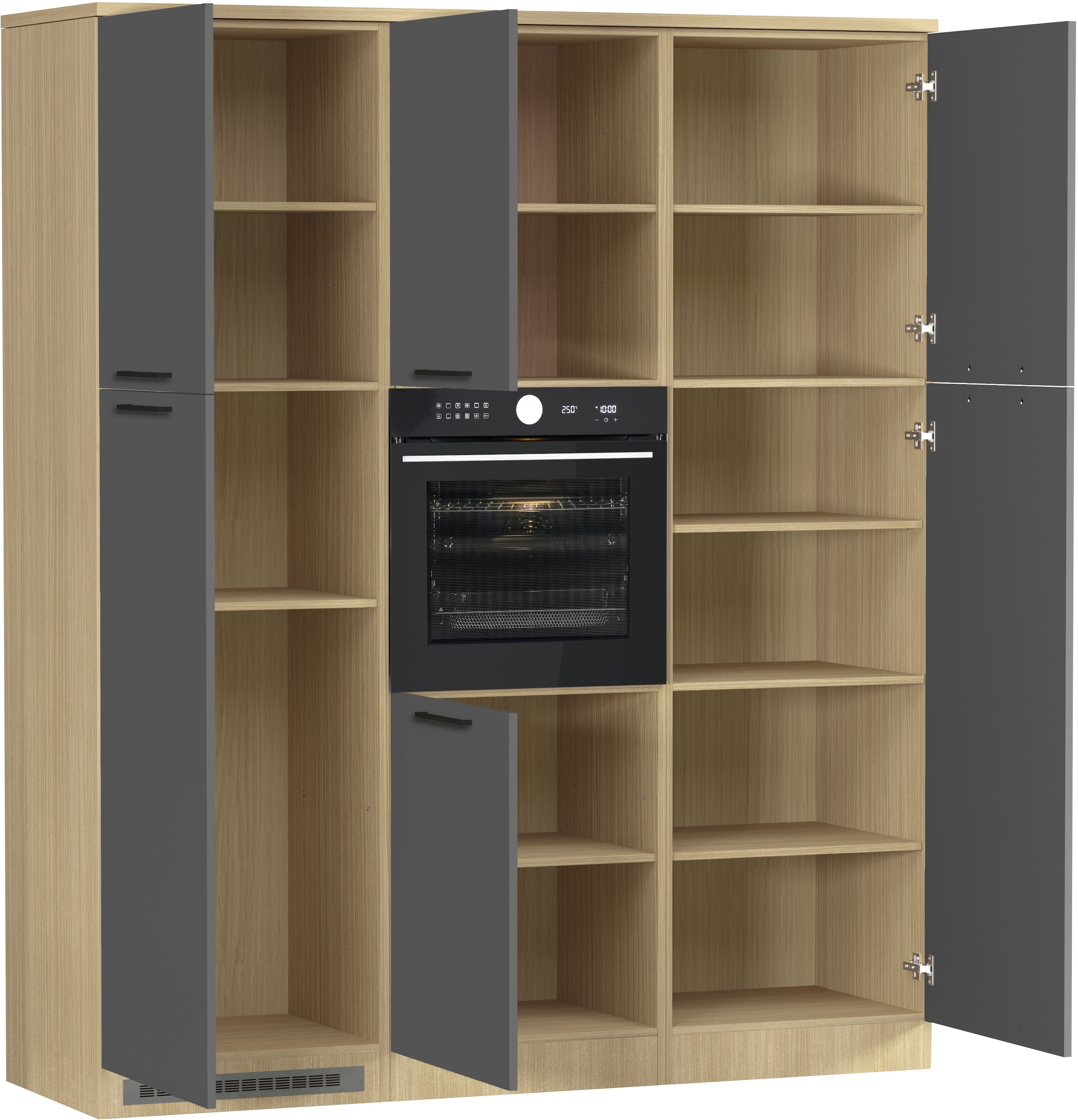 KOCHSTATION Kitchenette »Luna, Küchenblock, Kücheninsel, Hängeschrank, Made in Italy« 3er-Set, Metallgriffe, Soft-Close-Funktion, inklusive Spüle