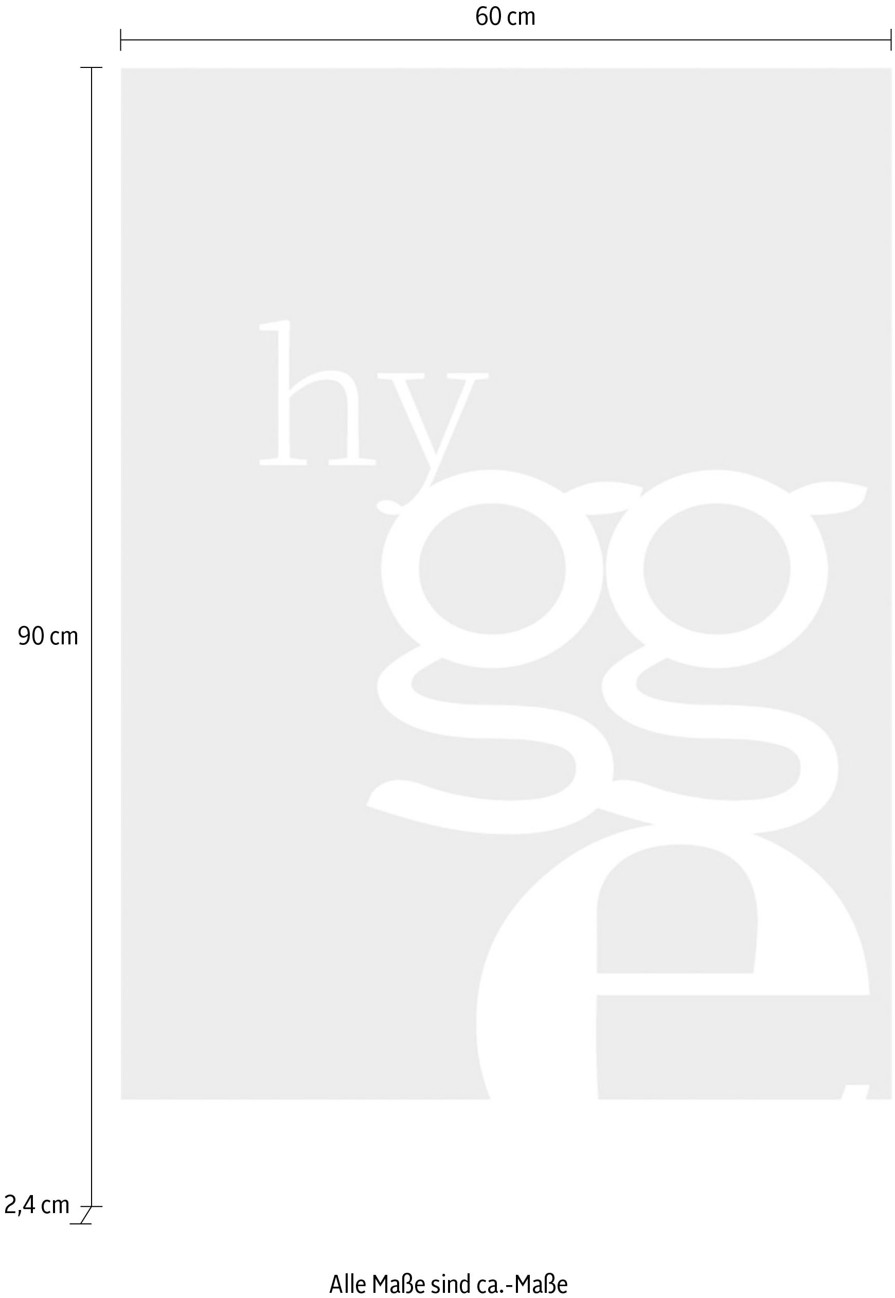 queence Acrylglasbild »hygge« Schriftzug | Schwarz-Weiss | Sprüche | Sprüche & Texte Fine Art-Print in Galeriequalität