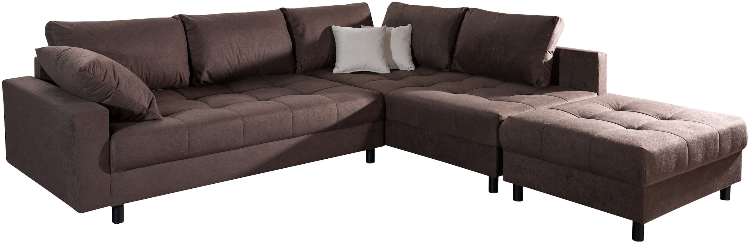 COLLECTION AB Ecksofa »Toni XL L-Form 274 cm Set inkl. Hocker« Set: Sofa & Hocker, 2 Zierkissen, Bonell-Federkern