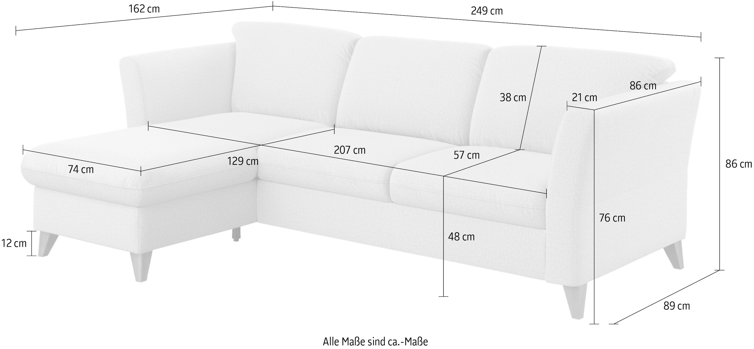 Home affaire Canapé d'angle »Trelleborg L-Form« Federkern-Polsterung, wahlweise mit Bettfunktion und Bettkasten