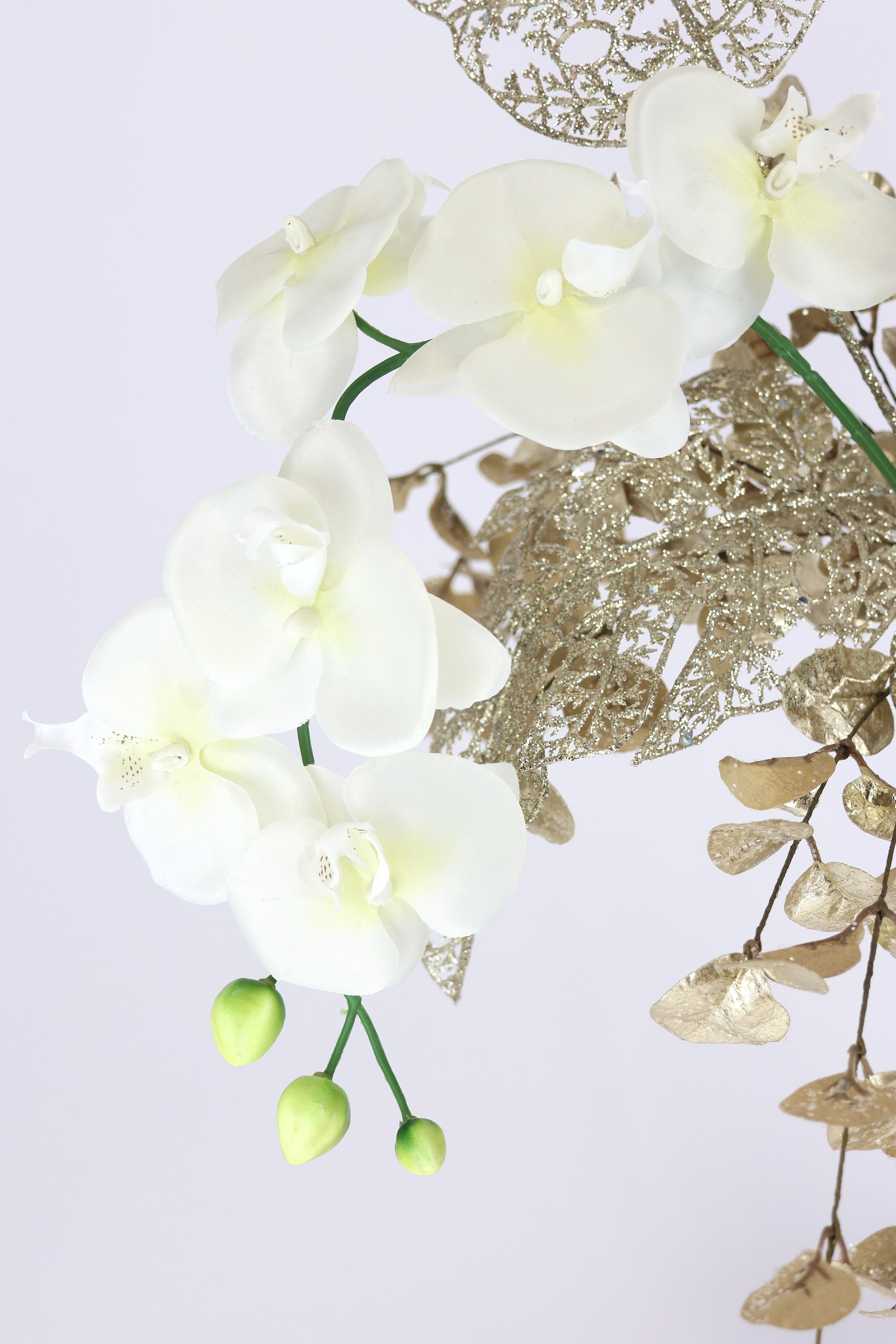 I.GE.A. Plante artificielle d'hiver »Gesteck mit Orchidee in Keramikvase, festliche Weihnachtdeko,« Kunstblumen-Arrangement, Blumenensemble, Weihnachtsgesteck