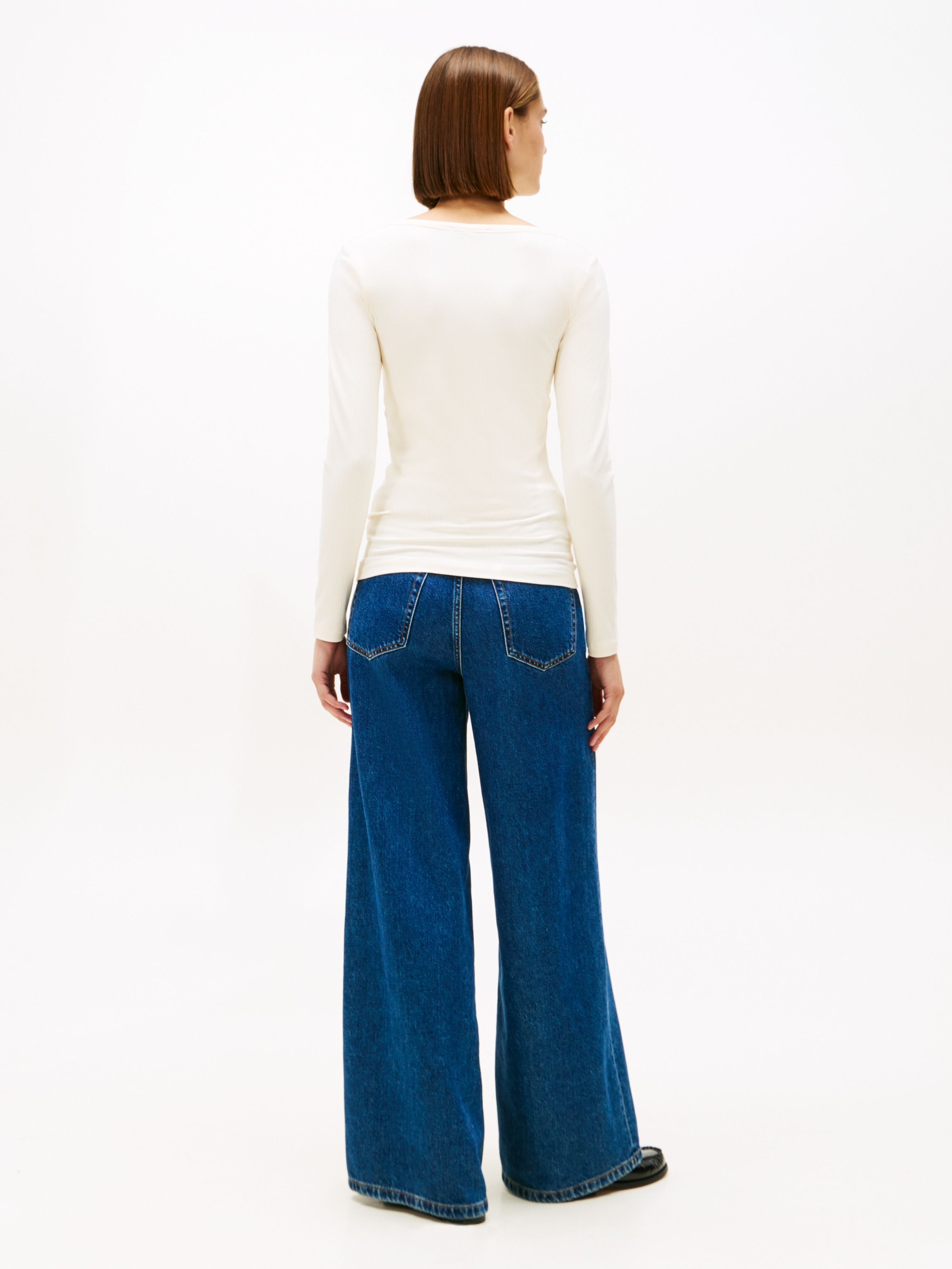 Tommy Hilfiger T-shirt à manches longues »SLIM 5X2 RIB BOAT-NK LS mit U-Boot Ausschnitt und Rippstruktur« uni, décontracté, slim fit, mélange viscose, encolure bateau