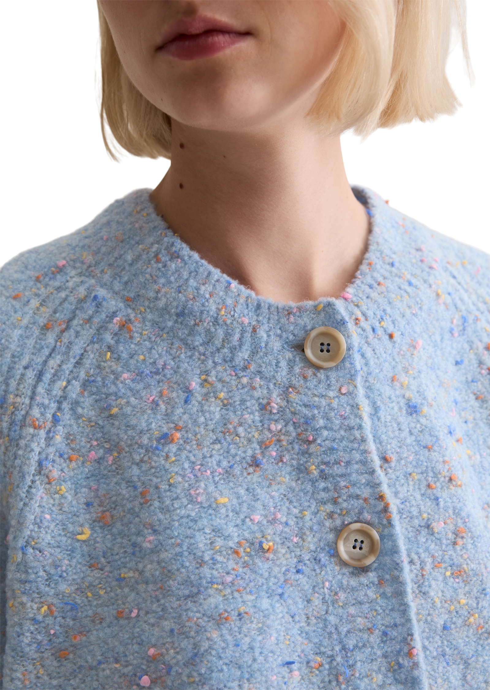 Marc O'Polo DENIM Veste en tricot Bouclé, relaxed fit, aus Schurwolle-Viskose-Mix