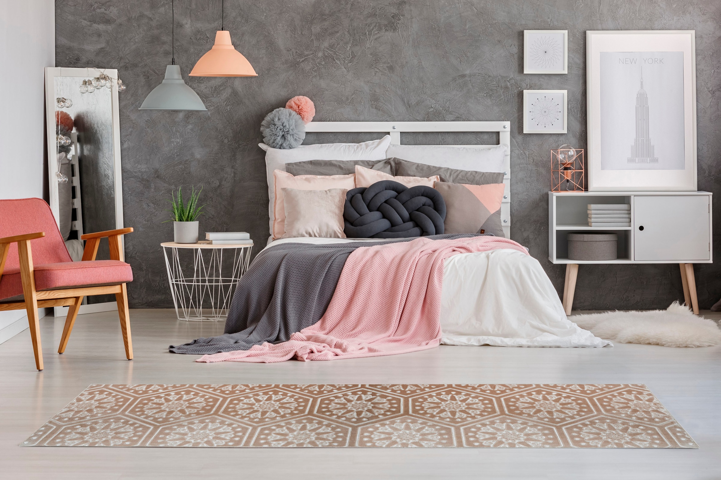 my home Läufer »Stina« rechteckig 7 mm Höhe Teppichläufer, Hoch-Tief-Effekt, mit Muster