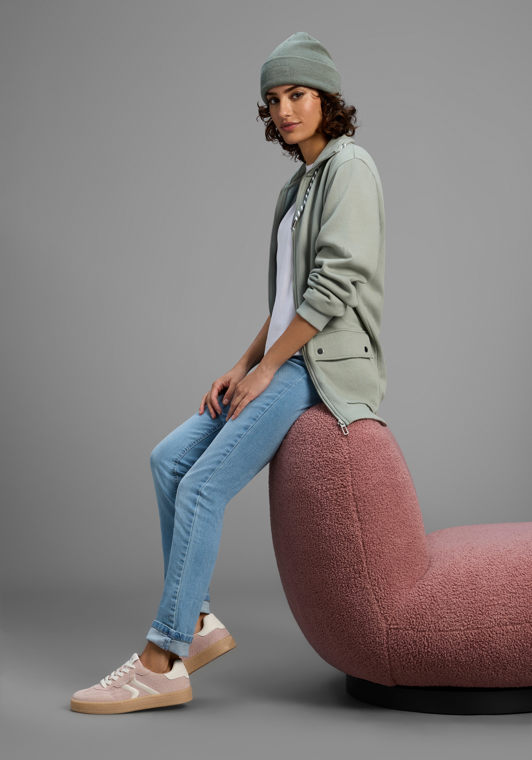 Laura Scott Veste sweat Weiche Baumwollmischung mit Stehkragen und Aussentaschen