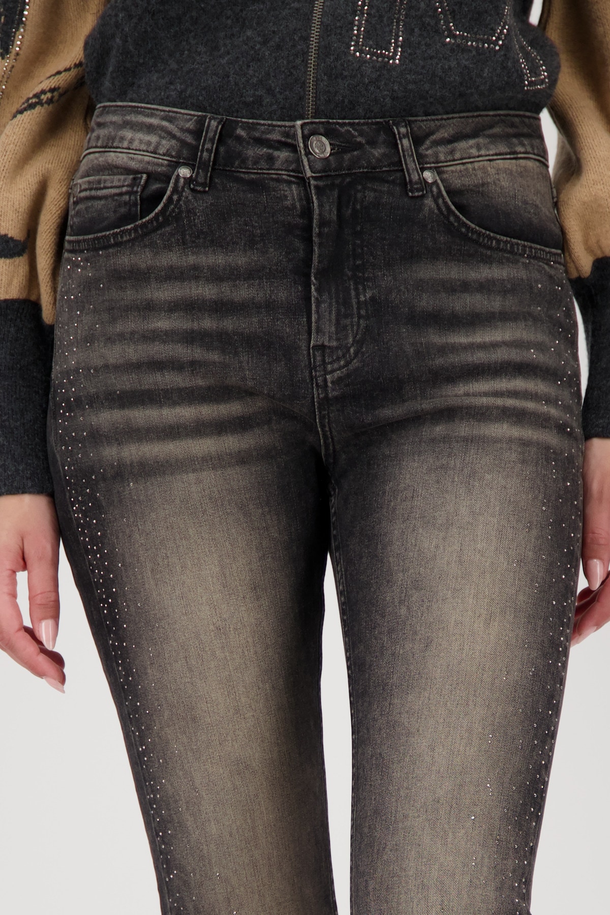 Monari Straight-Jeans Regular fit mit Strasssteinen