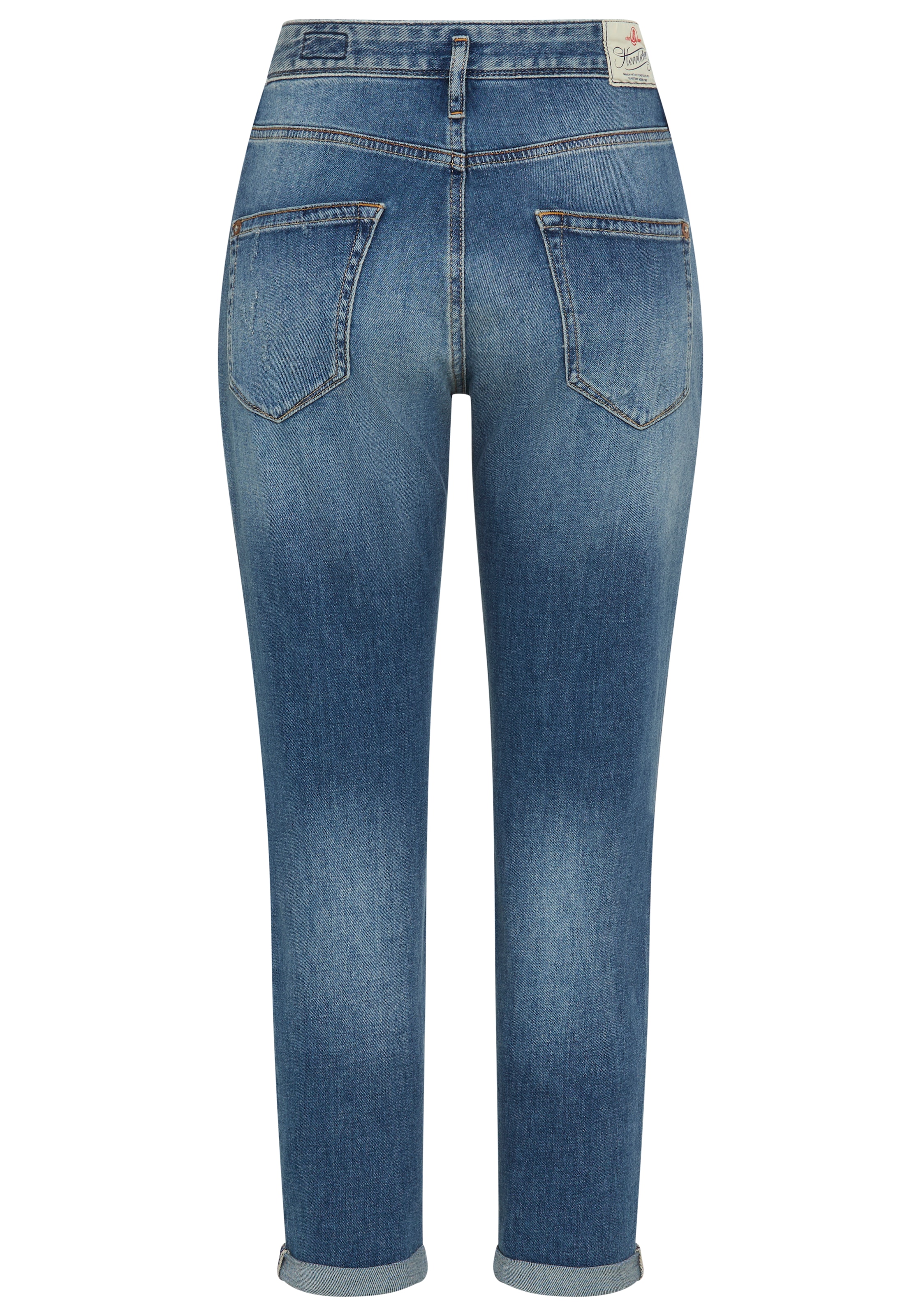 Herrlicher Jeans boyfriend »Shyra Cropped Denim Stretch« mit Abnähern, Umschlagsaum